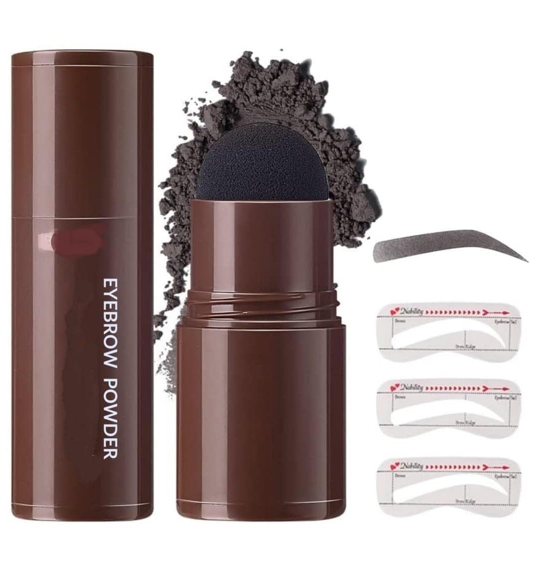 EYEBROW STAMP Shaping Stencil Kit with Reusable Eyebrow Stencils Sticker,1 Double-End Brush and 1 Sponge Applicator,1 Razor,Long-Lasting Waterproof Eyebrow Kit