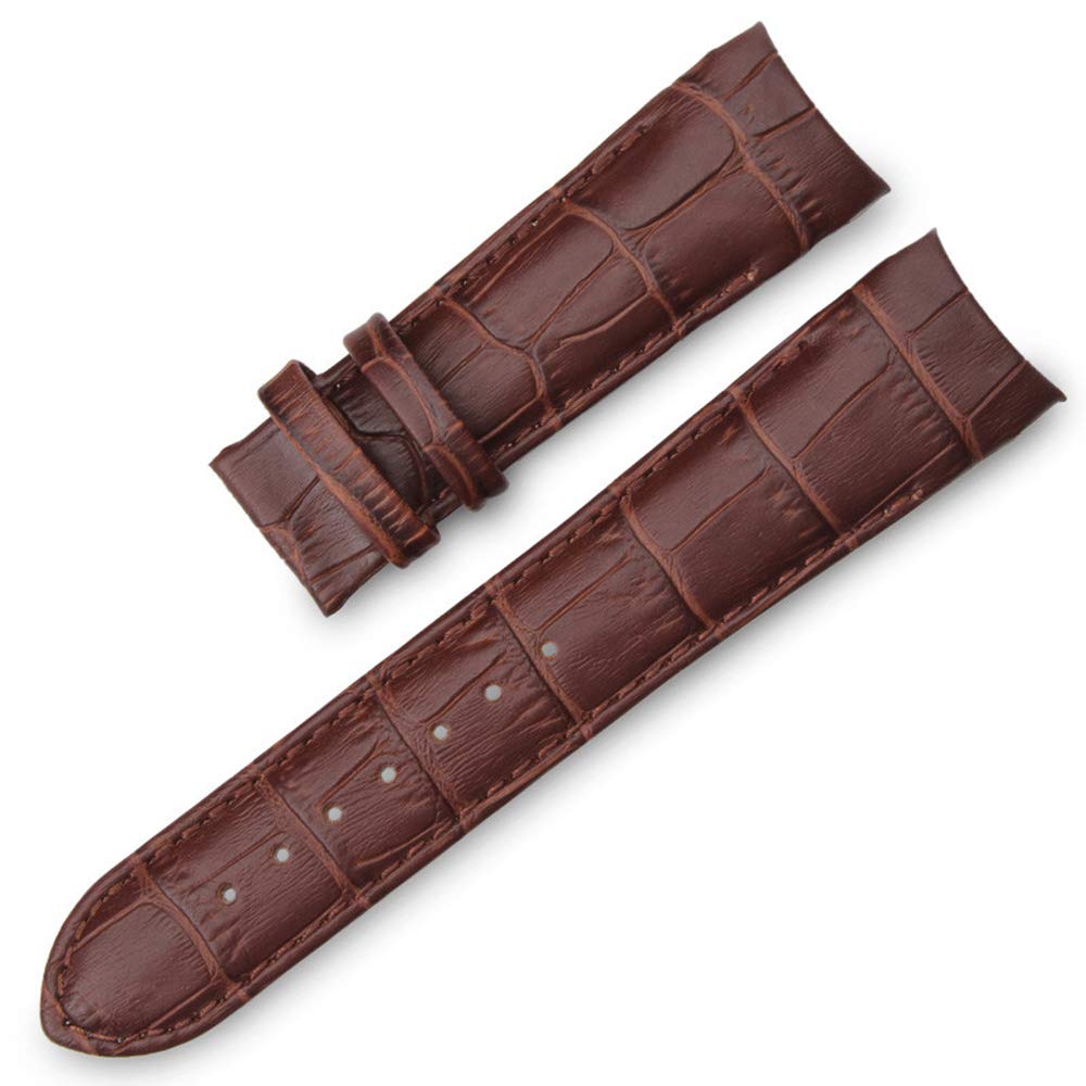 22mm Brown Curved Leather Watch Strap Fits Curvedend Watches Without Buckle