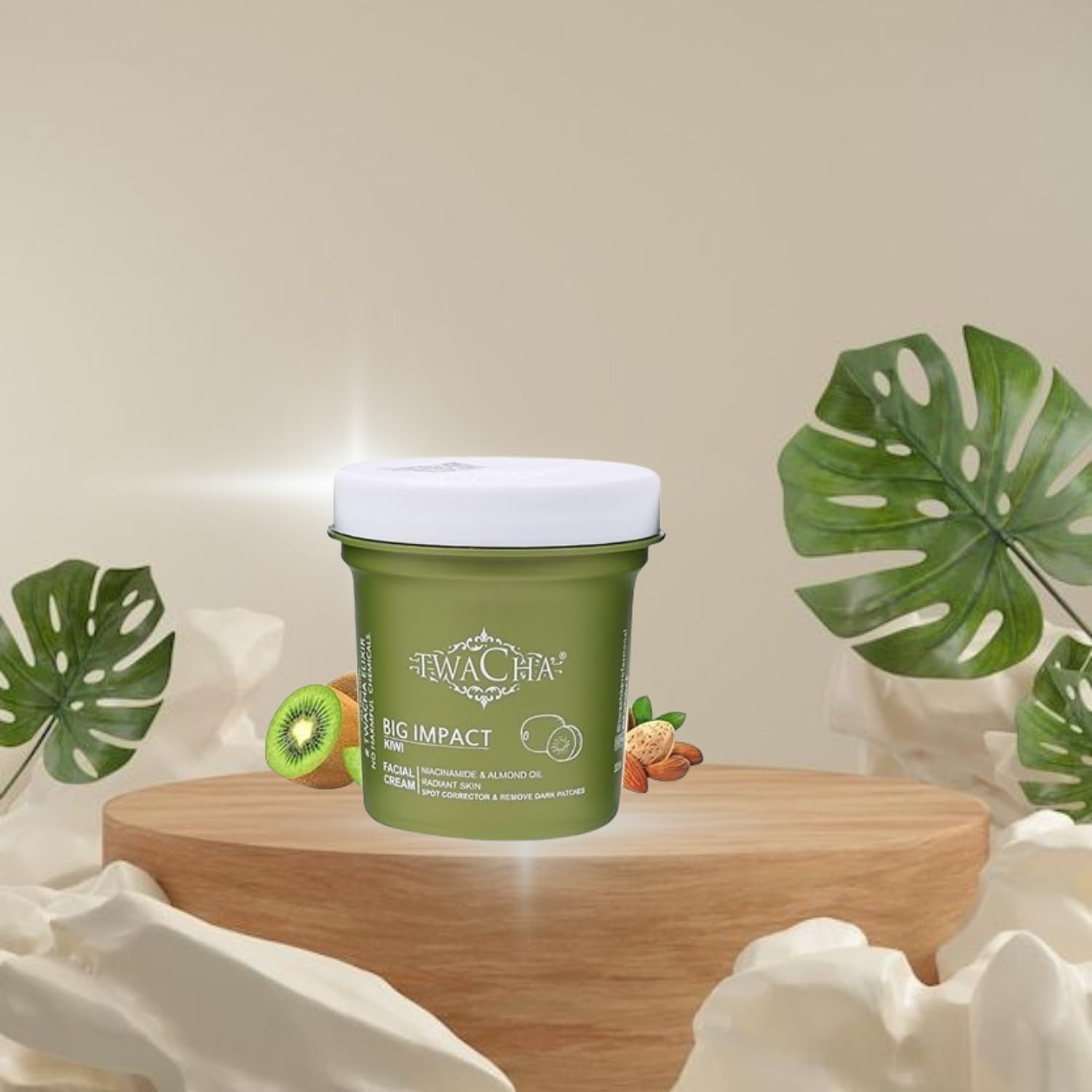 Twacha Kiwi Facial Cream for Radiant Skin Solution | Removes Dark spots and Dark Patches | with Niacinamide and Almond oil | (325 GM) 1
