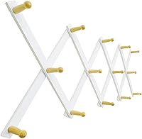 Vista 43 de SKOLOO Percha de pared de acordeón con 16 ganchos, moderno perchero expandible para pared, madera maciza, color nogal oscuro