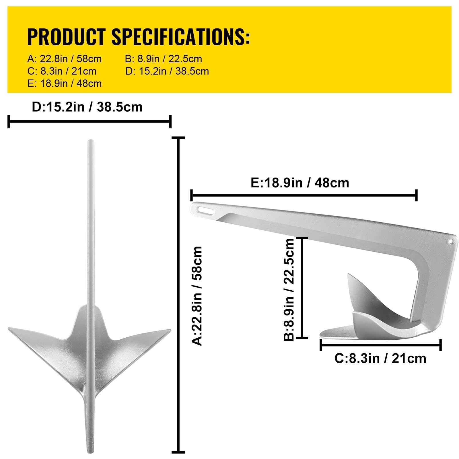 22 LBS / 10 KG Klauenanker im Bruce-Stil, geeignet for 26-33 Fuß große Schiffe. Boots-Delta- aus verzinktem Stahl mit starkem Halt Effizienz steigern