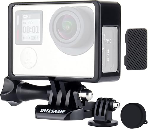 Funda de montaje en marco para GoPro Hero 4 3 3+ con tapa de lente y tapa de puerta lateral, alambre protector conectable, carcasa de esqueleto, kit