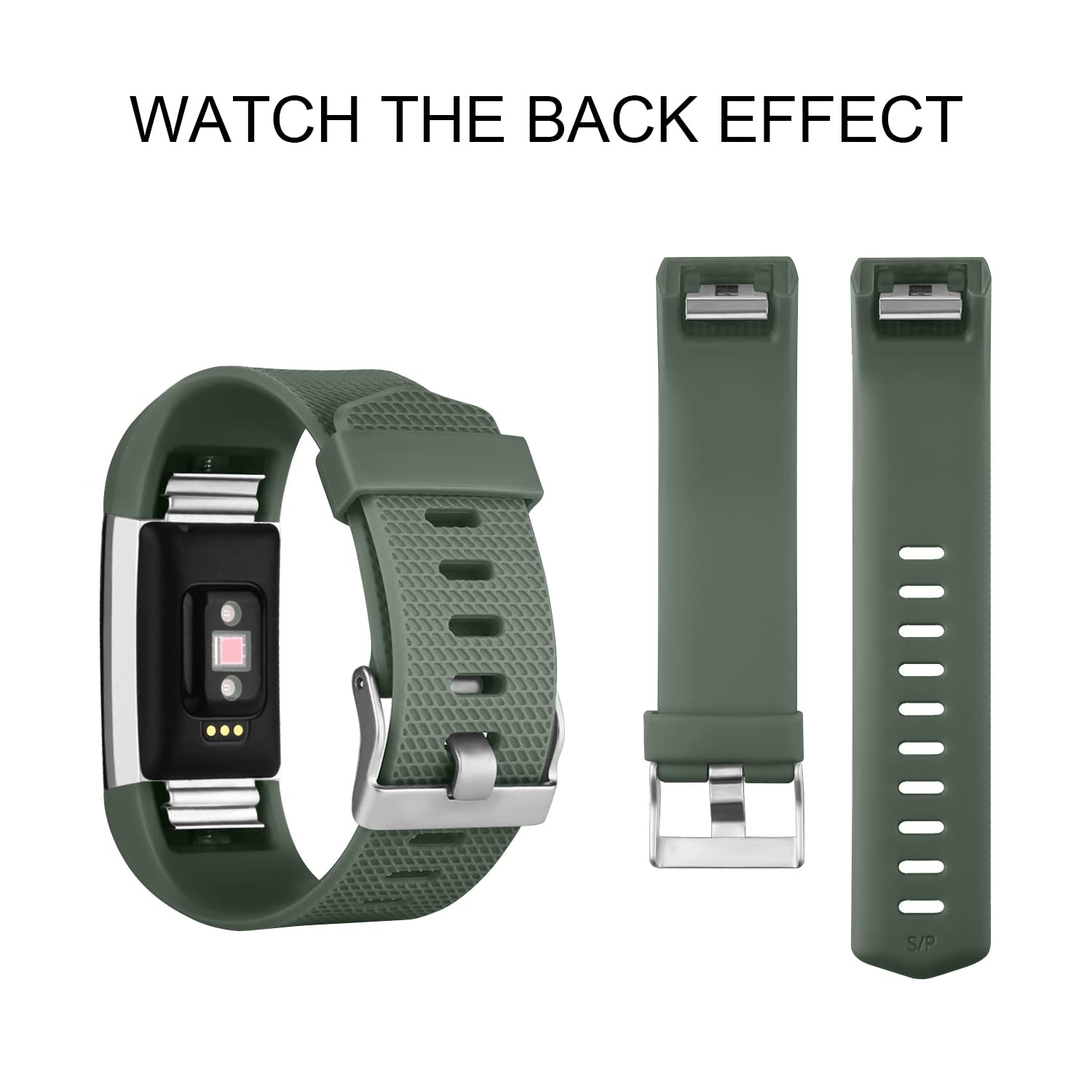 Mugust Correa para Fitbit Charge 2 Mujer Hombre 3Pack Silicona Deportes Ajustable Pulsera Repuesto Negro Azul Verde