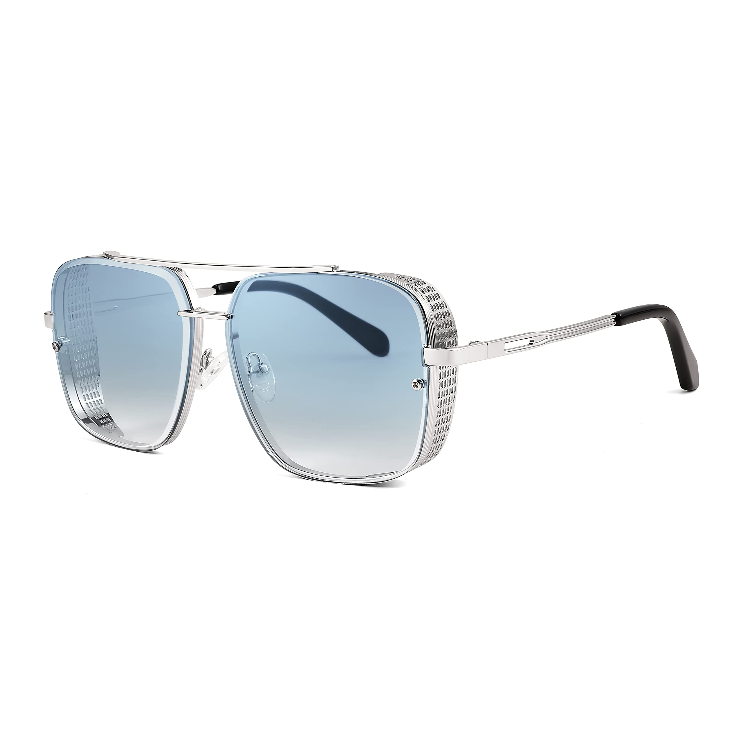 FEISEDY Sunglasses Mens Women Vintage Pilot Square Trendy Metal Steampunk Fishing Driving Sun Glasses B2894