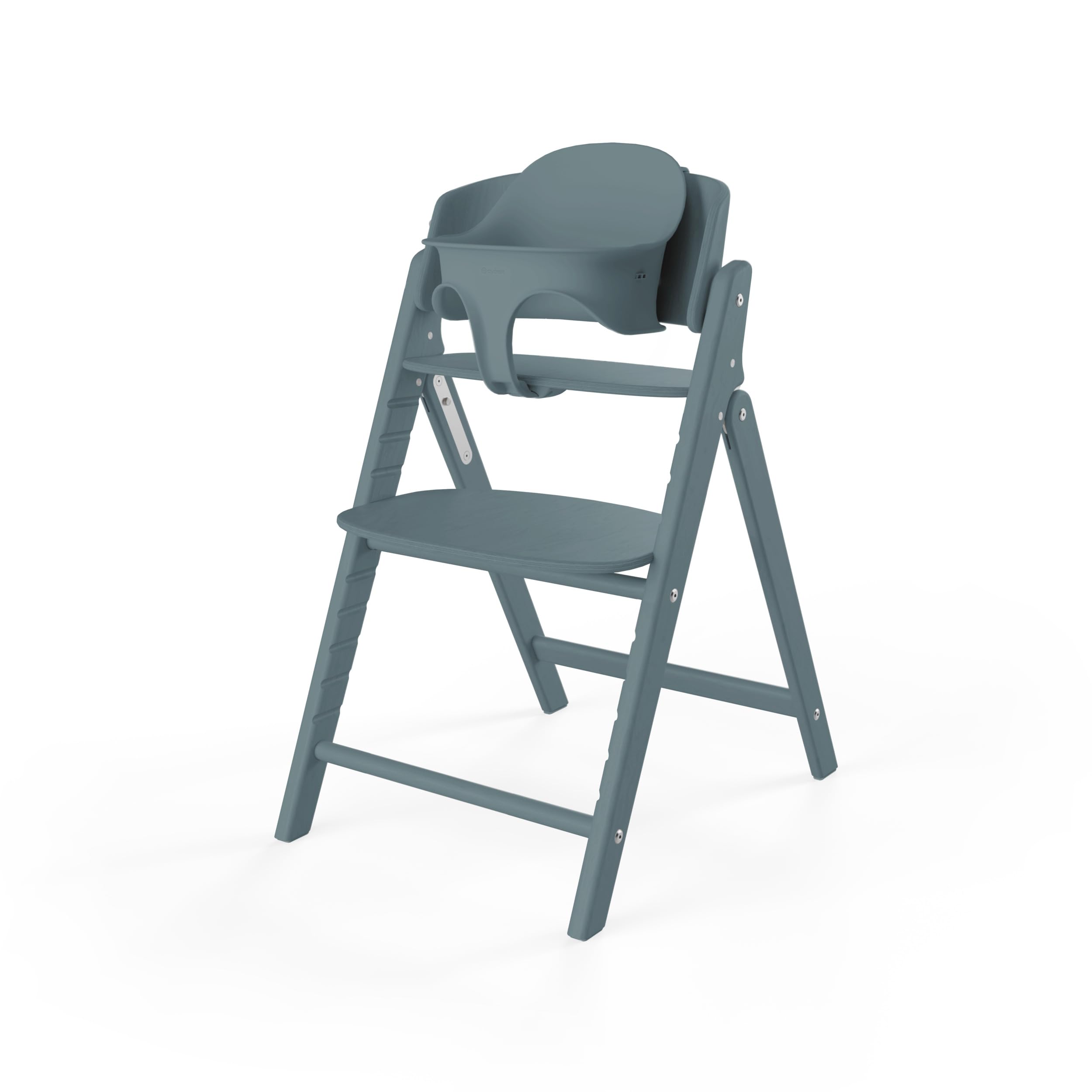 CYBEX Gold krzesełko do karmienia CLICK & FOLD Zestaw 3w1, Rośnie razem z dzieckiem, Może być używany od urodzenia przez osobne Złote Gniazdo Leżaczka, drewno bukowe/plastik, Stone Blue