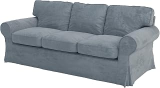 Velvet Pets Friendly Sofa Covers Custom Made Compatible for IKEA Ektorp Three Seat Sofa Slipcovers (Velvet Light Gray Ektorp 3)