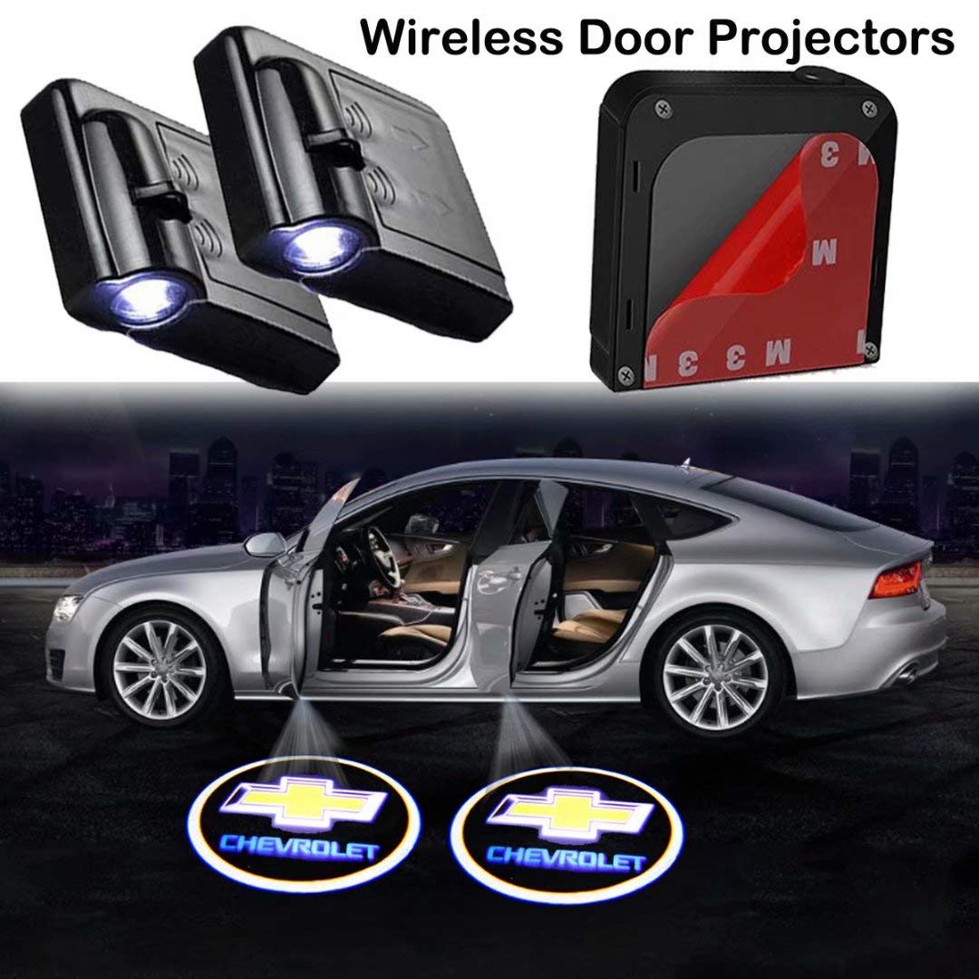 Buy 2Pcs Car Door Lights Logo Projector fit Chevrolet Chevy,Wireless