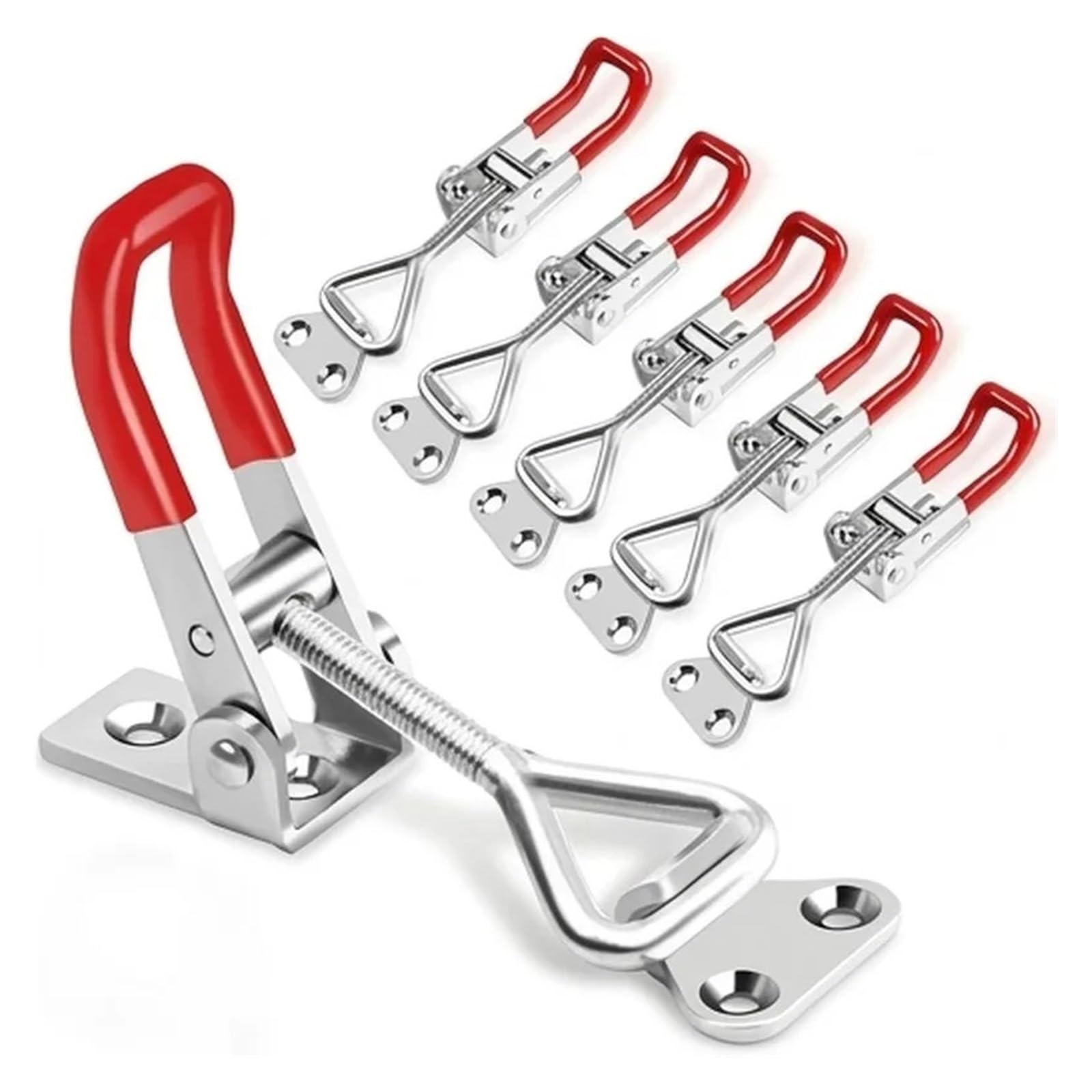 Heavy Duty Adjustable Toggle Clamp Latch Latches Holding Capacity Pull for Smoker Lid Jig Tool Box Cas(Silver-6PCS)