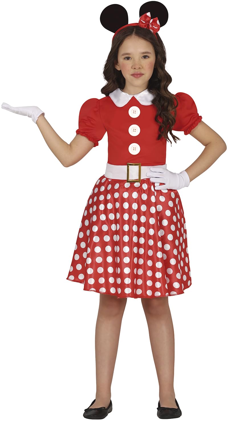 FIESTAS GUIRCA Adorable Little Mouse Girls Fancy Dress Costume - Red Dress with Mouse Headband - Kids Fancy Dress Costumes Girls 3-4 years