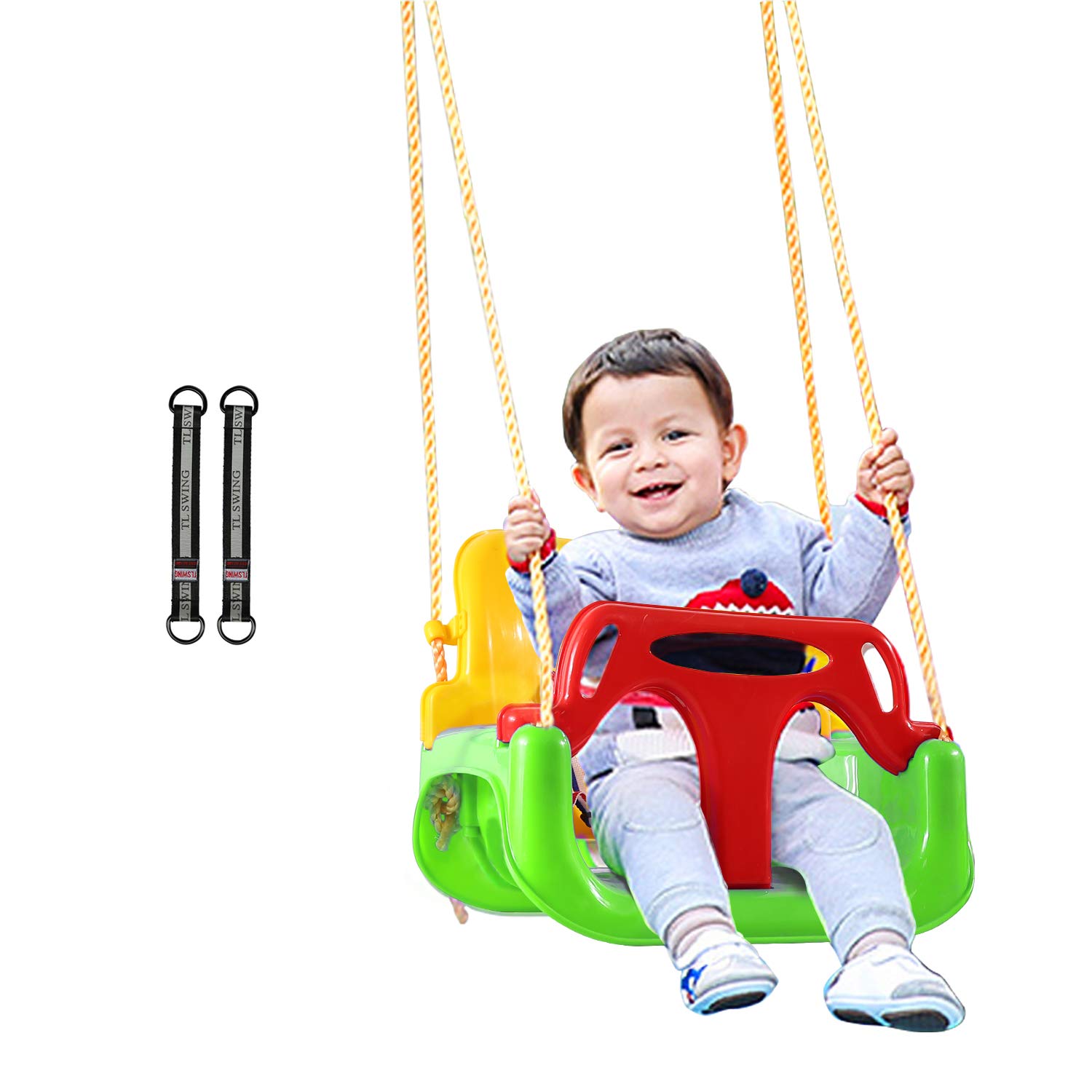 REDCAMP 3 in 1 Toddler Swing for Outside Tree, Sturdy Secure Plastic Outdoor Infants Baby Swing Seat for Swingset Playground Inside, Green