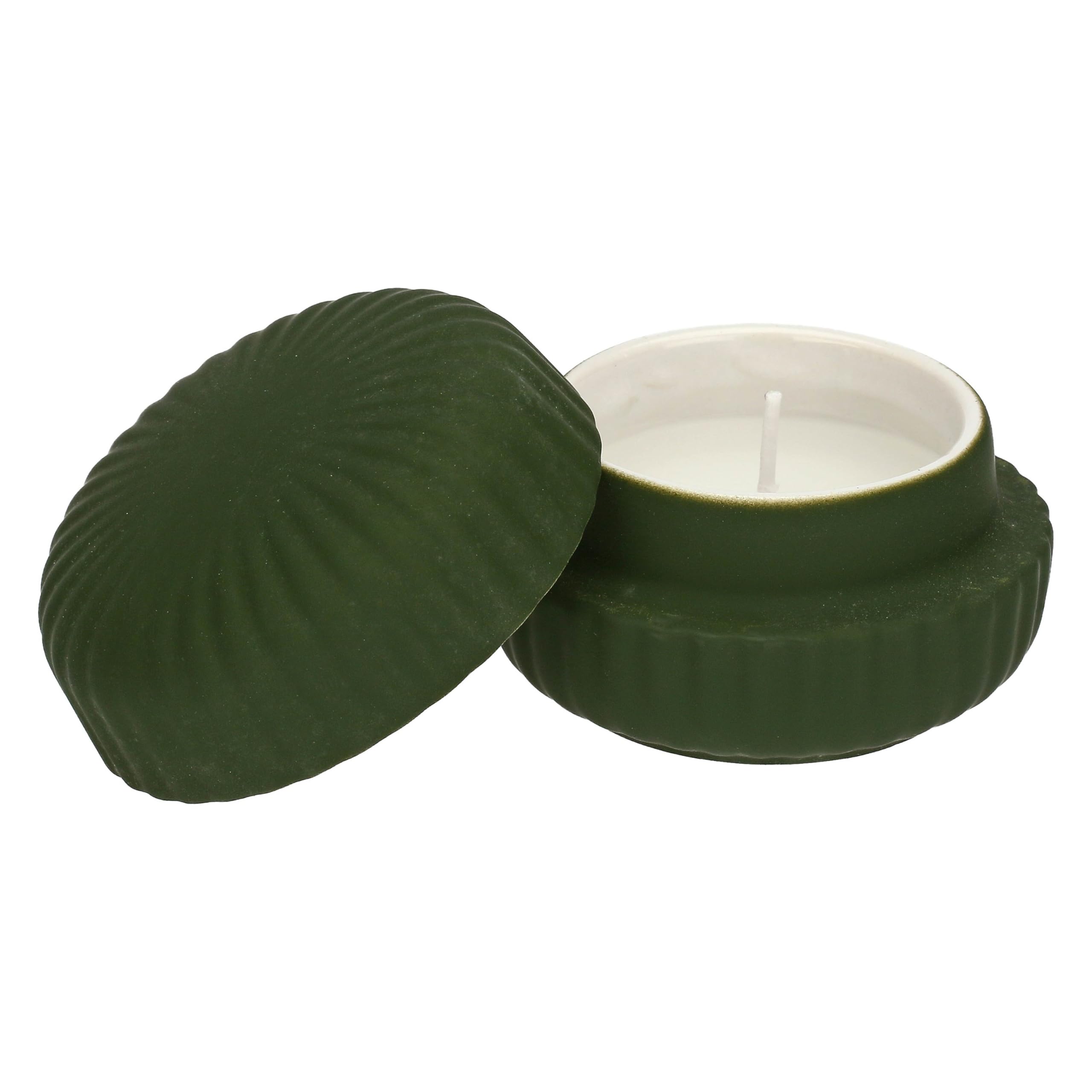Rituali Domestici - Green Candle Ceramic Lid, 8 x 8 cm, Depth 5.4 cm, Sofficeluce Collection