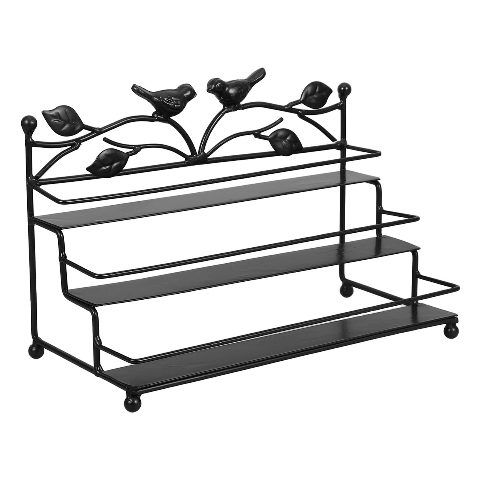Organizador de encimera en alambre negro para aceites esenciales de baño