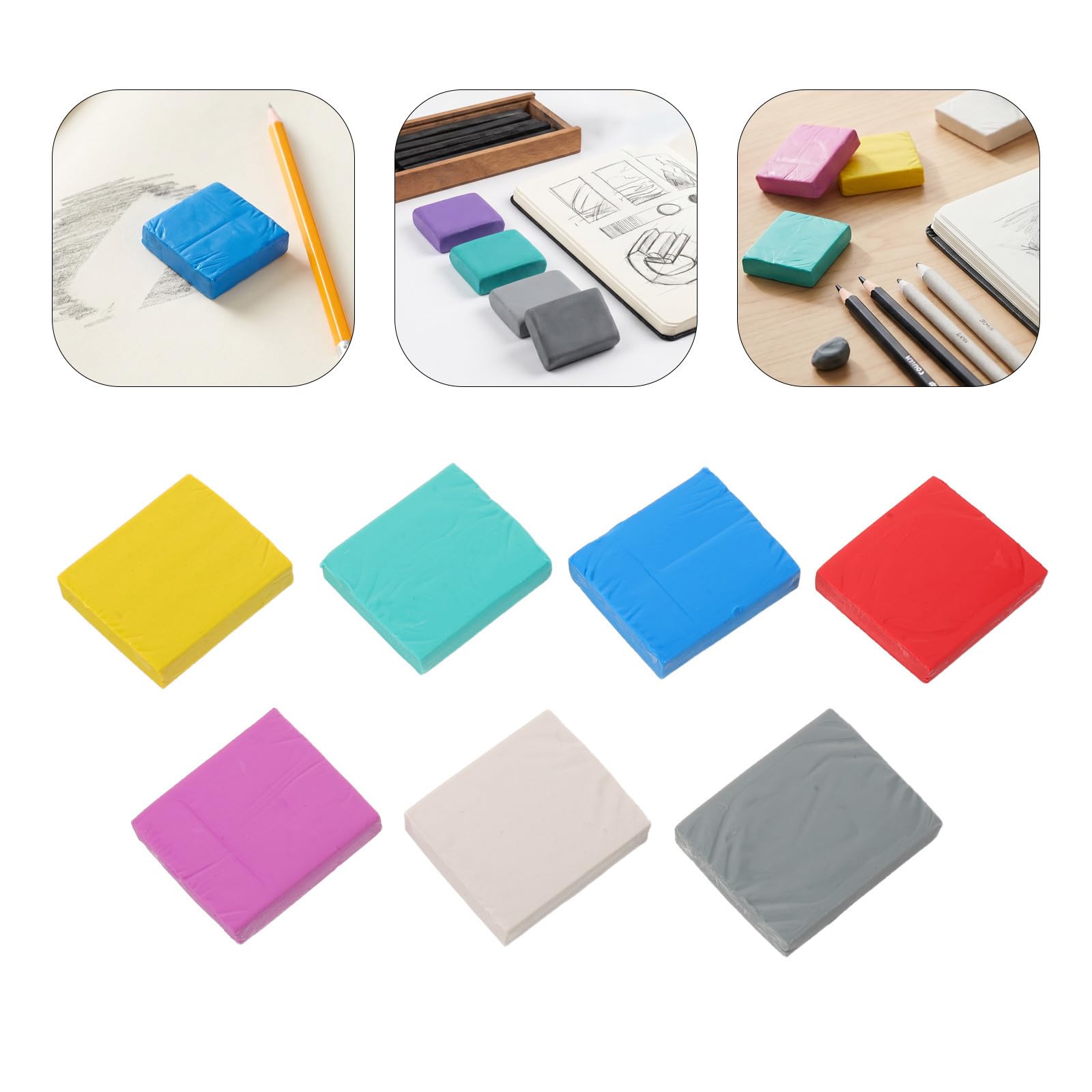 TOYANDONA 60 Pezzi Gomma da Cancellare per Disegno Morbida e Flessibile in Plastica e Gomma, Resistente alle Crepe, per Matite e Carboncino in Aula D'arte Stili multipli