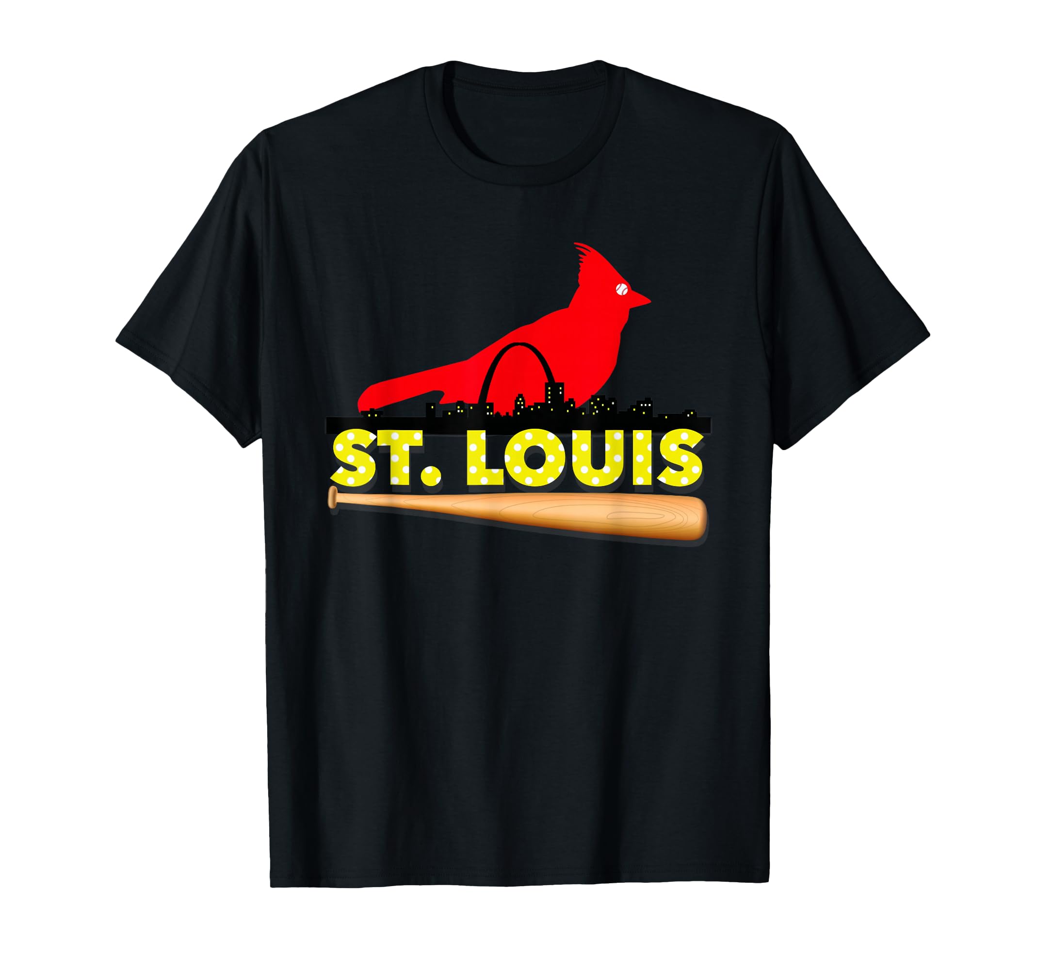 Saint Louis Red Cardinal Tshirt Eye Bird Ball and Skyline T-Shirt