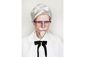 Miles Sanders White Beard Synthetic Old Man Colonel Sanders Costume Wig &...