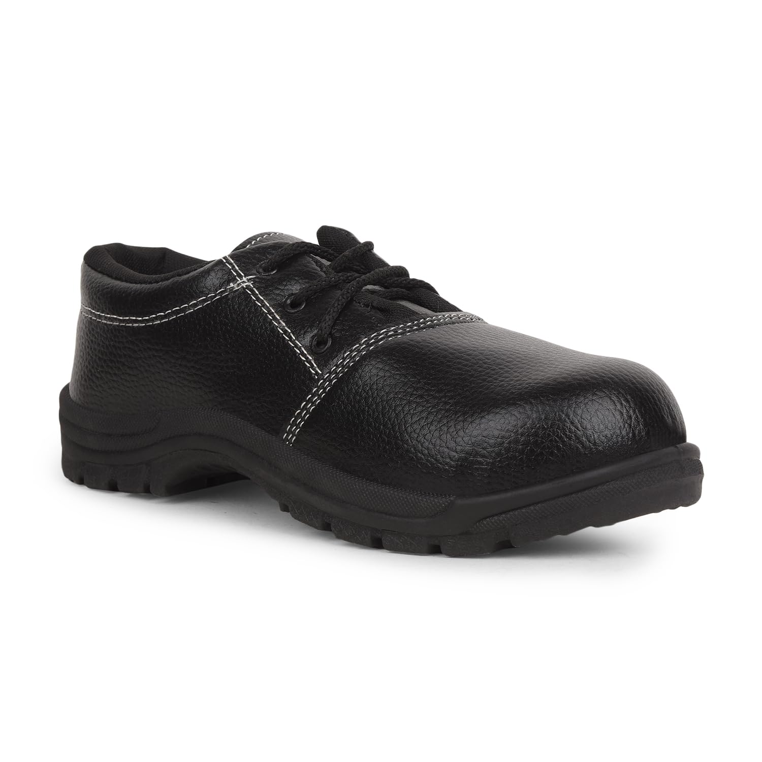 Safety Shoes for Men | Steel Toe Cap Work Shoes | Oil & Acid Resistant PVC Sole | Anti-Slip Industrial Safety Footwear | Breathable Red Mesh Insole | Made in India-image-0