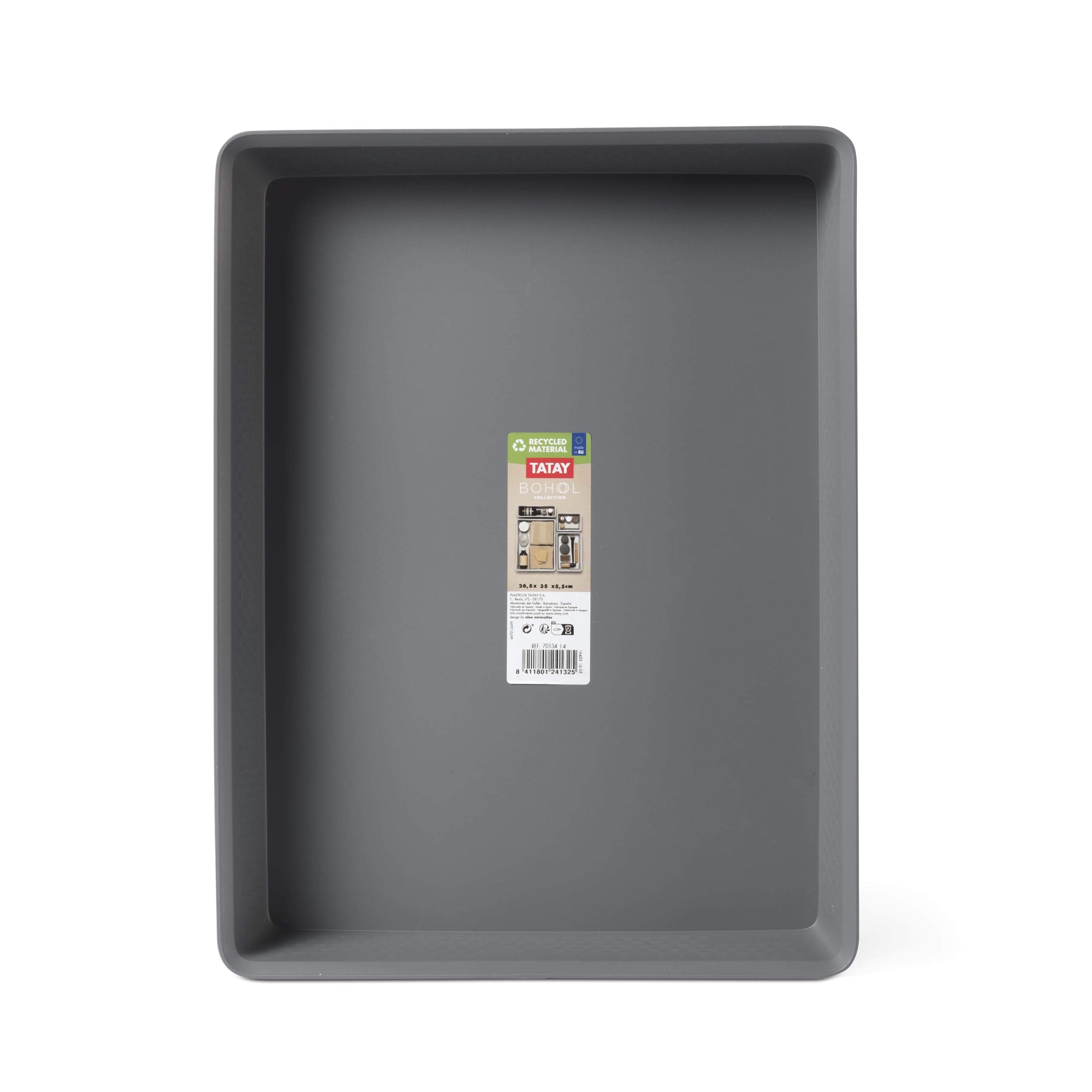 Caja Organizadora A4 Bohol Plástico Reciclado Libre de BPA 26,5x35x5,5 cm Gris
