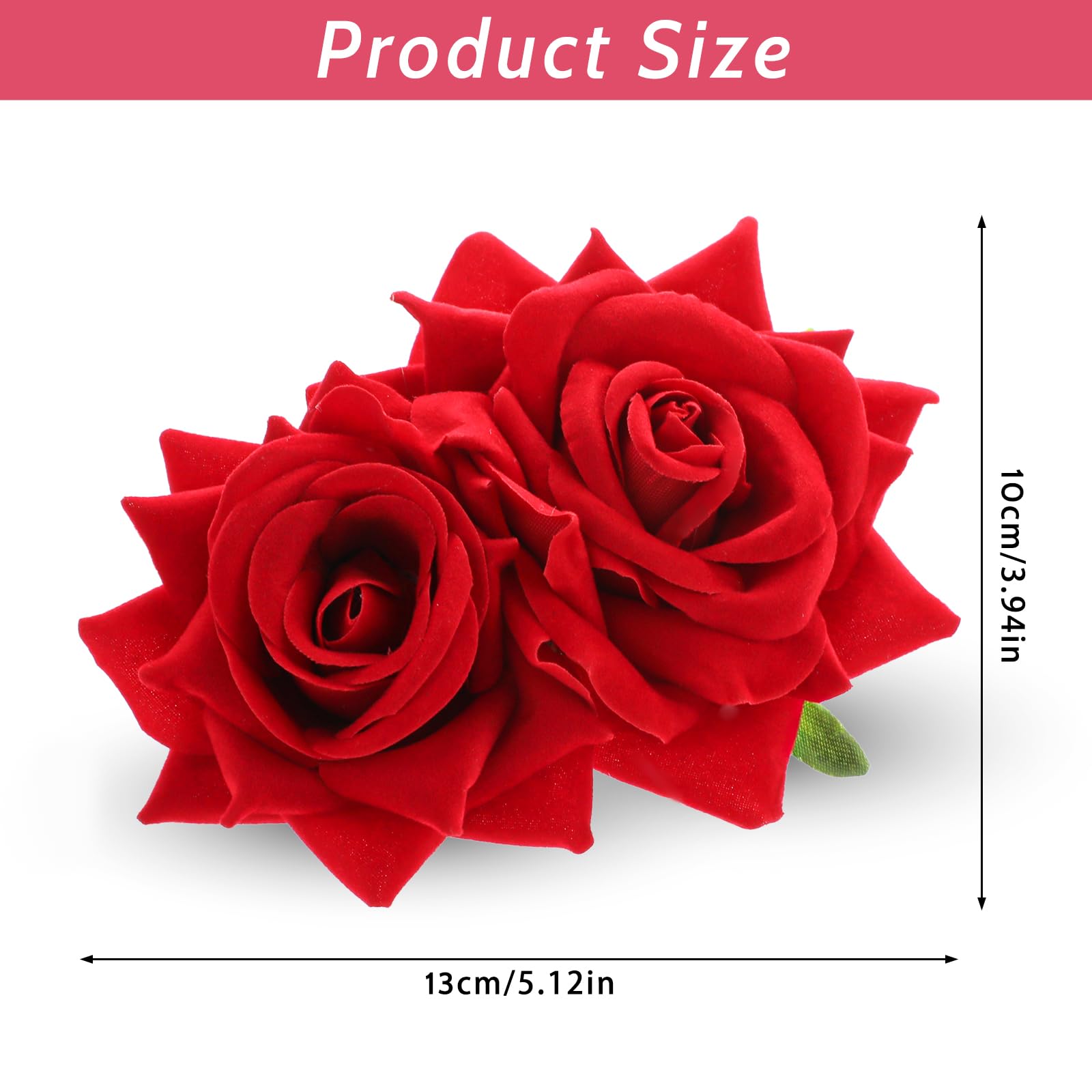 Qianyu Rose Flower Hair Combs Red Rose Flower Bohemia Flannel Elegant Hairpins Bride Hanfu Costume Hair Clips Decor Accessories for Women Girls Party Wedding Mother's Day Headpieces - Image 2