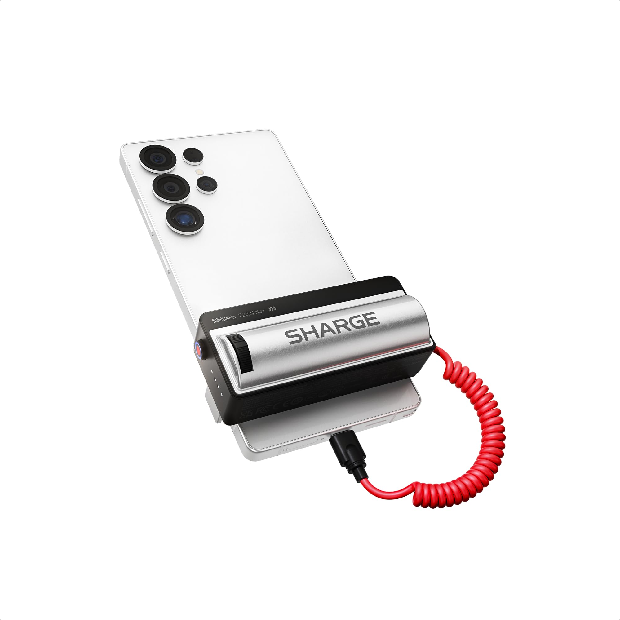 Sharge iPhone Camera Grip with Built-in Power Bank and Coiled USB