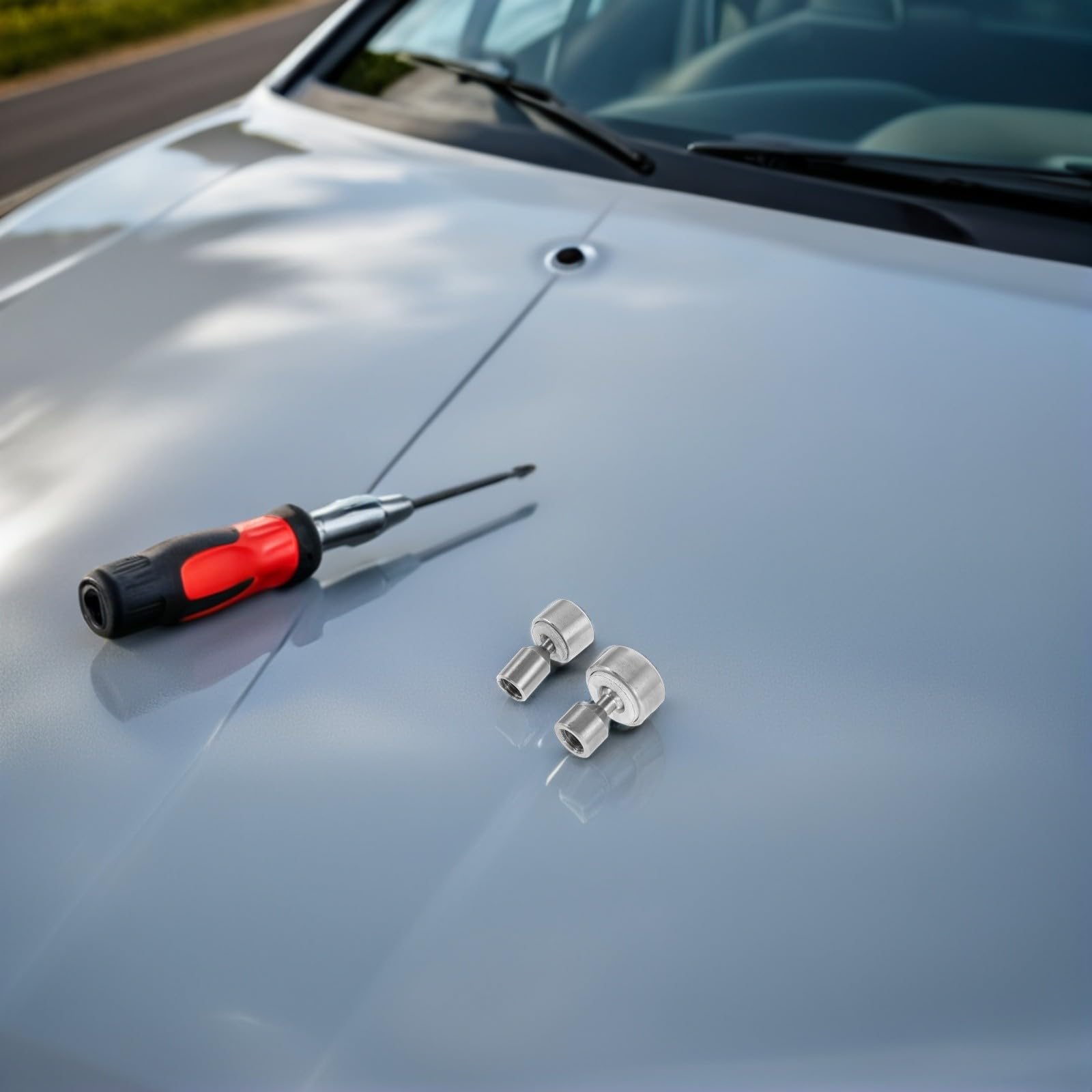 2 Stück Universelles Auto Reparaturwerkzeug aus Metall mit Voller Abdeckung für Selbstgemacht Garage und Karosseriereparatur in Silber