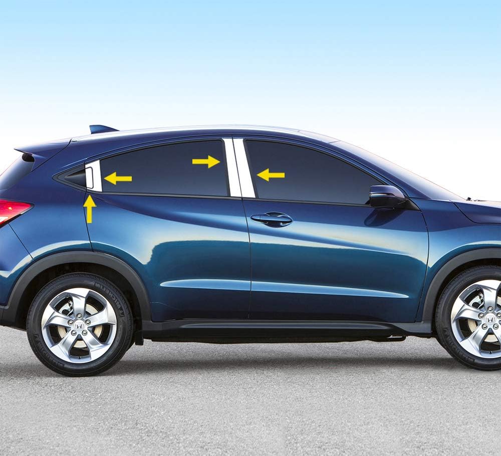 Made in USA! Compatible with 2016-2022 Honda HRV with Door Handle 8PC Stainless Steel Chrome Pillar Post Trim