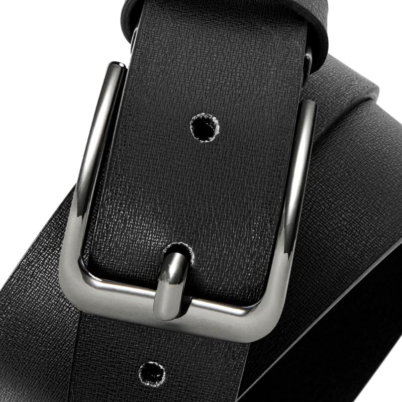 Men Genuine Leather Dress Belt Buckle Stylish Pin Buckle Belt for Jeans, Adjustable Trim to Fit Everywhere2