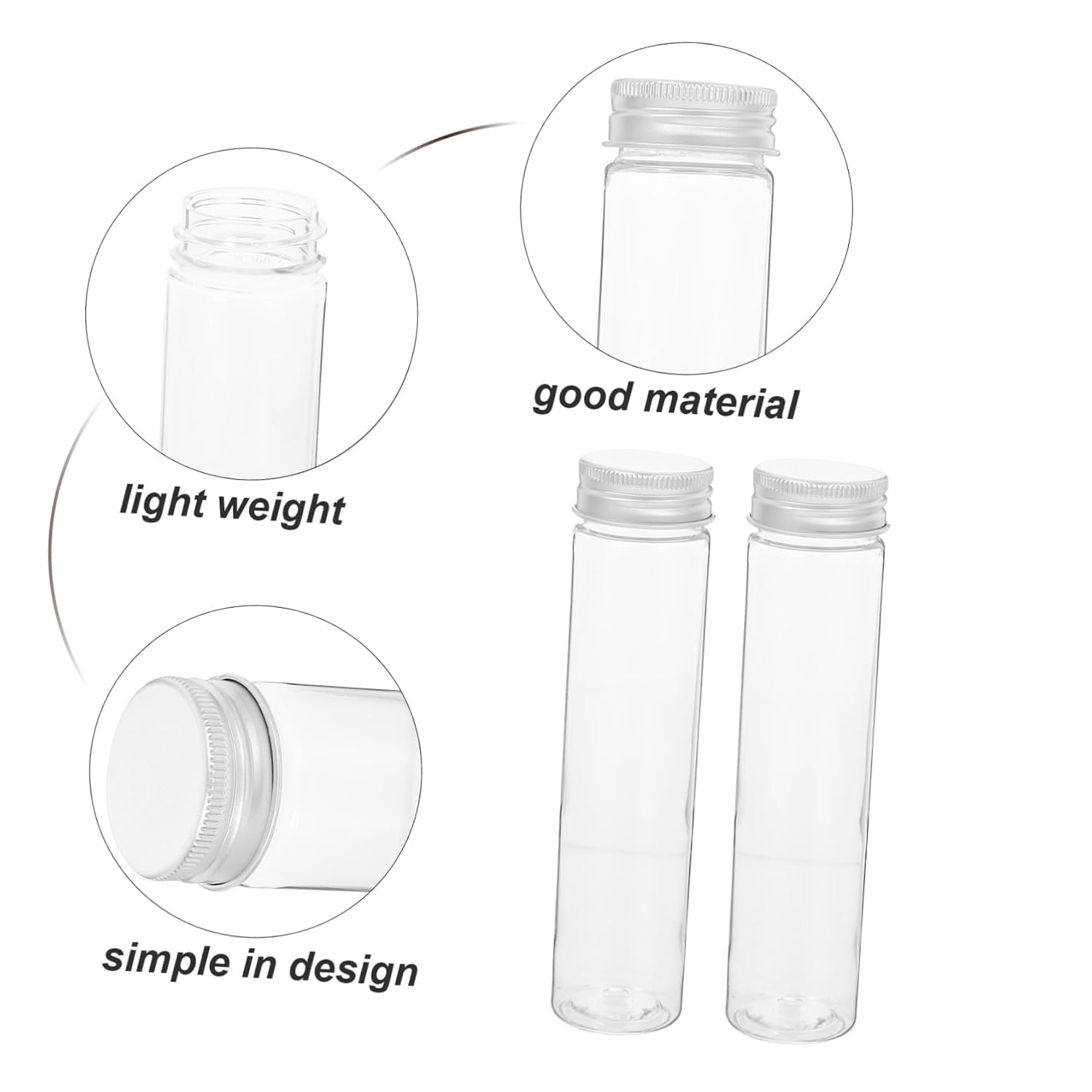 16pcs Plastic Test Tubes Screw Caps Small Storage Bottles for Lab Sample Vials