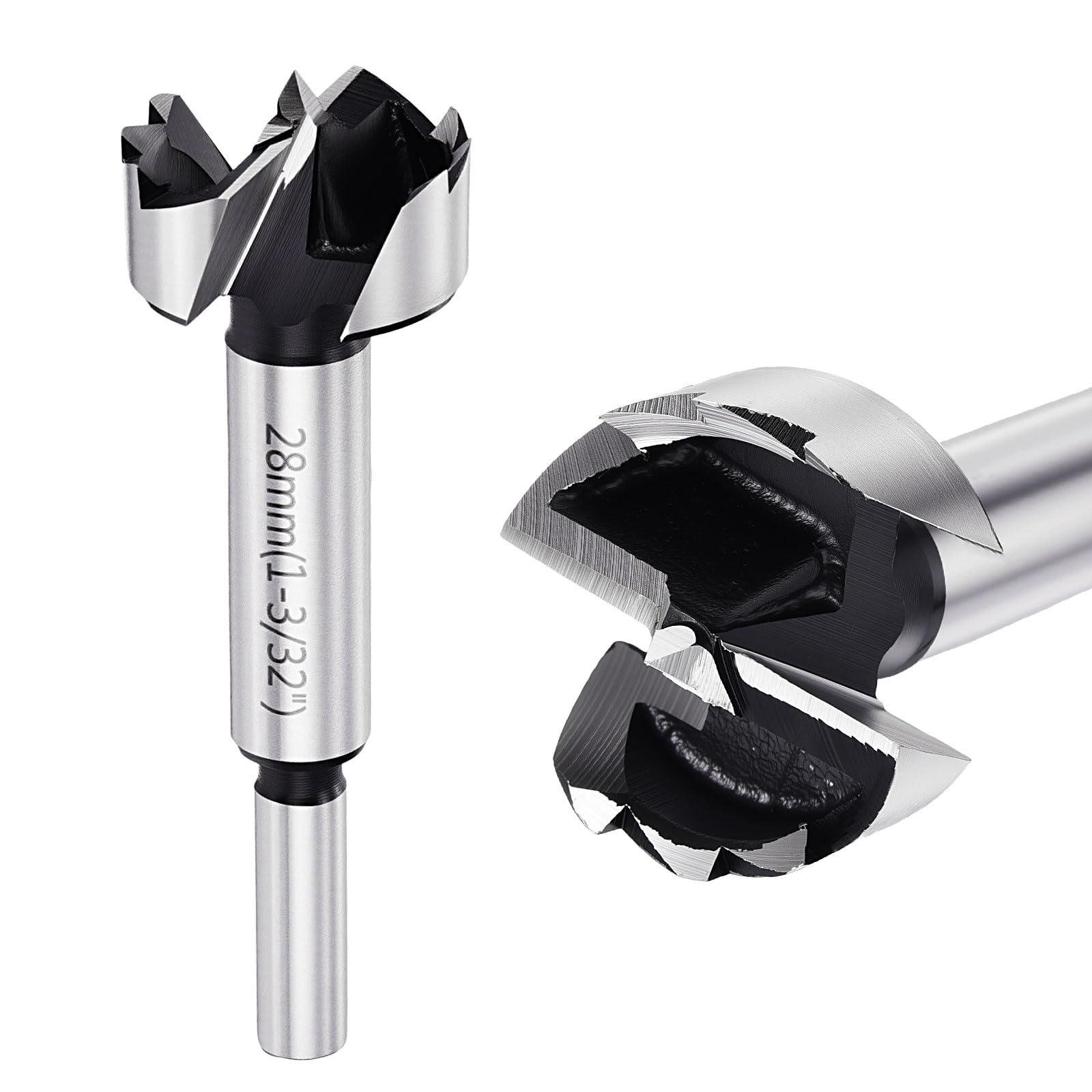 DTGN 28mm Forstner Drill Bit 1-3/32" - 1Pack - Good for Wood Plastic Plywood - Multi-Tooth Carbon Steel Woodworking Hole Saw Cutter with Round Shank - Silver — image 1
