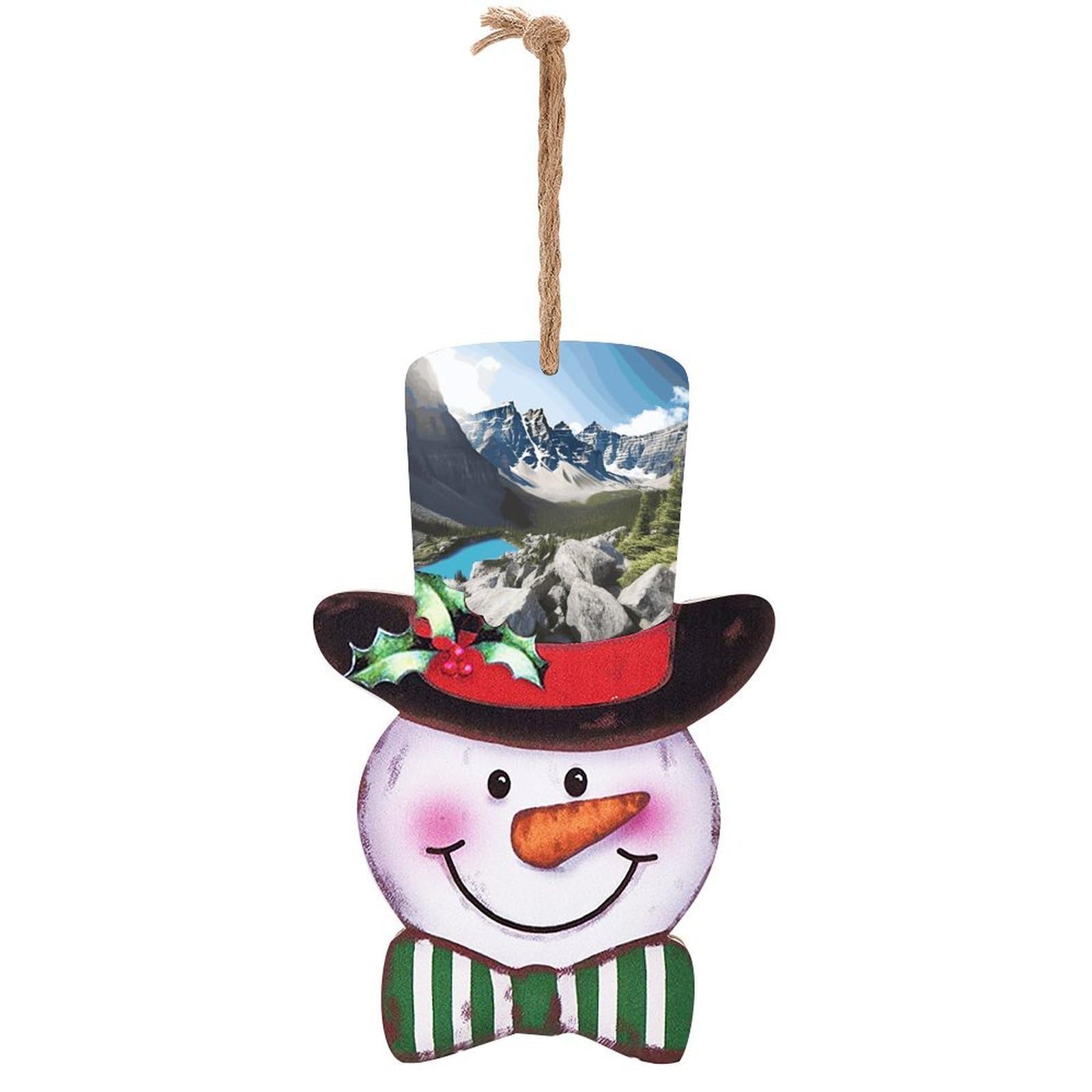 Mountains Snowman Decor Christmas Snowmans Hanging Decors Wooden Exquisite Holiday Decoration Sign for Home Window Wall Farmhouse Indoor Outdoo