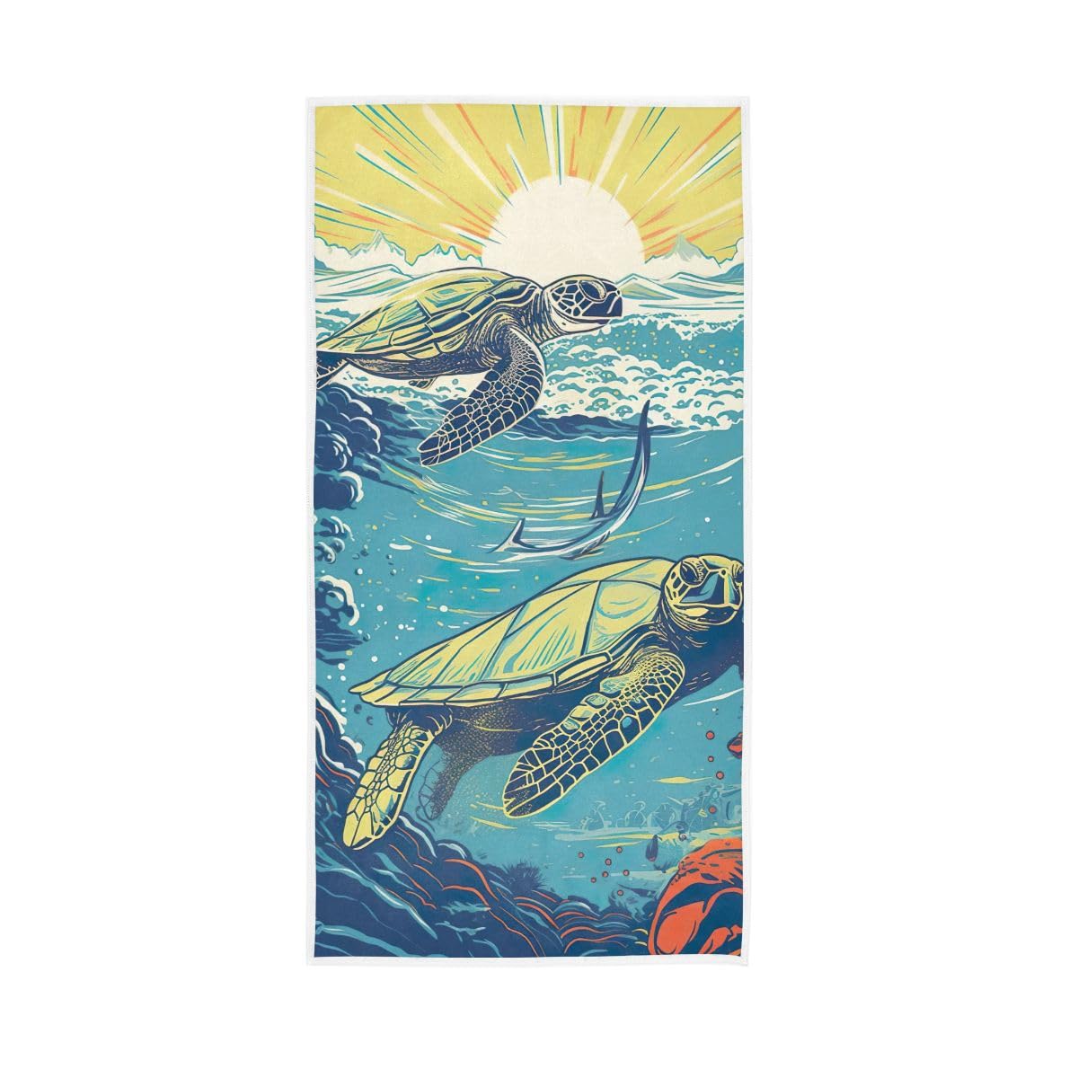 LSRCPD Underwater Scene Face Towels for Bathroom, Hand Towel for Bathroom, Shower, Hotel, Spa 15 x 30 Inches
