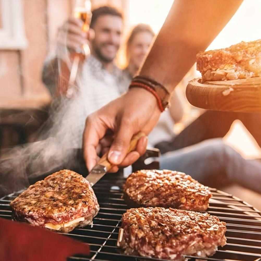 304 Inless - Juego de parrilla de acero con pinzas de 28 a 60 cm de diámetro redondo con parrillas de caldera y hervidor, accesorios portátiles para barbacoa, fácil de limpiar, distribución uniforme