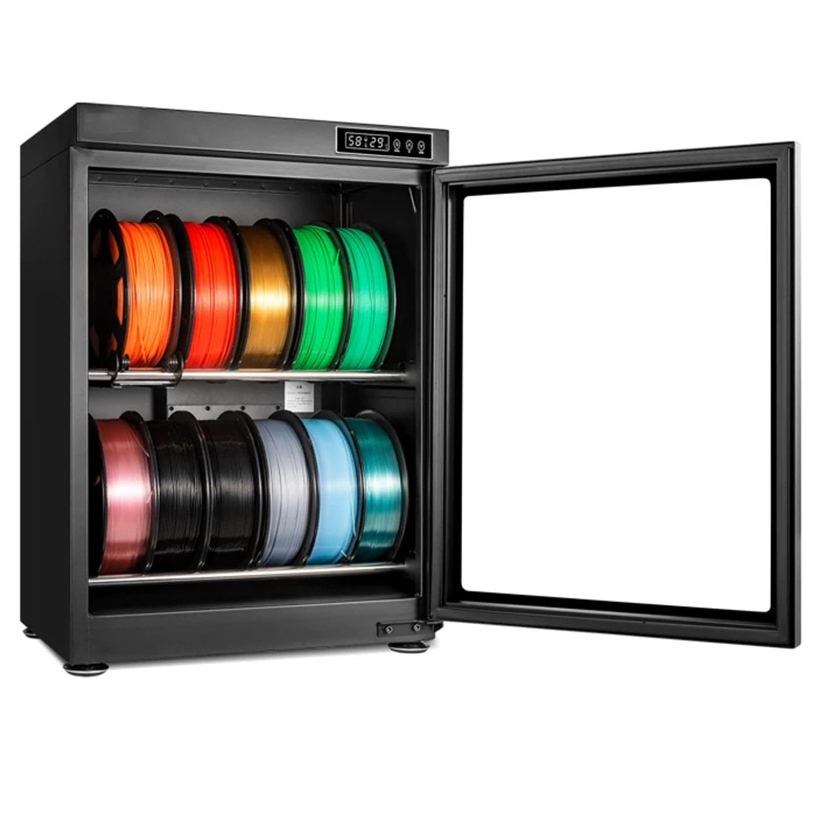 Cashwise 3D Filament Dryer Box, 3D Printer Filament Storage Box Dehydrator w/Auto Humidity Control (RH15%-RH60%), for PLA, ABS, Holds Up to 10-12/15-21 Rolls of Filaments 2Tier