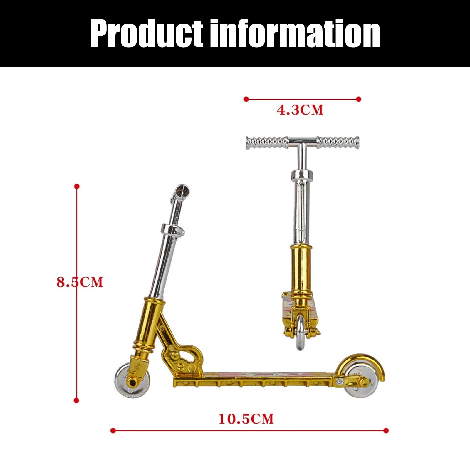 1 Pc Gold Mini Two Wheel Toys, Tiny Fingerboard Scooters, Mini Finger Skateboards Toy, Finger Bike Scooter - Image 2
