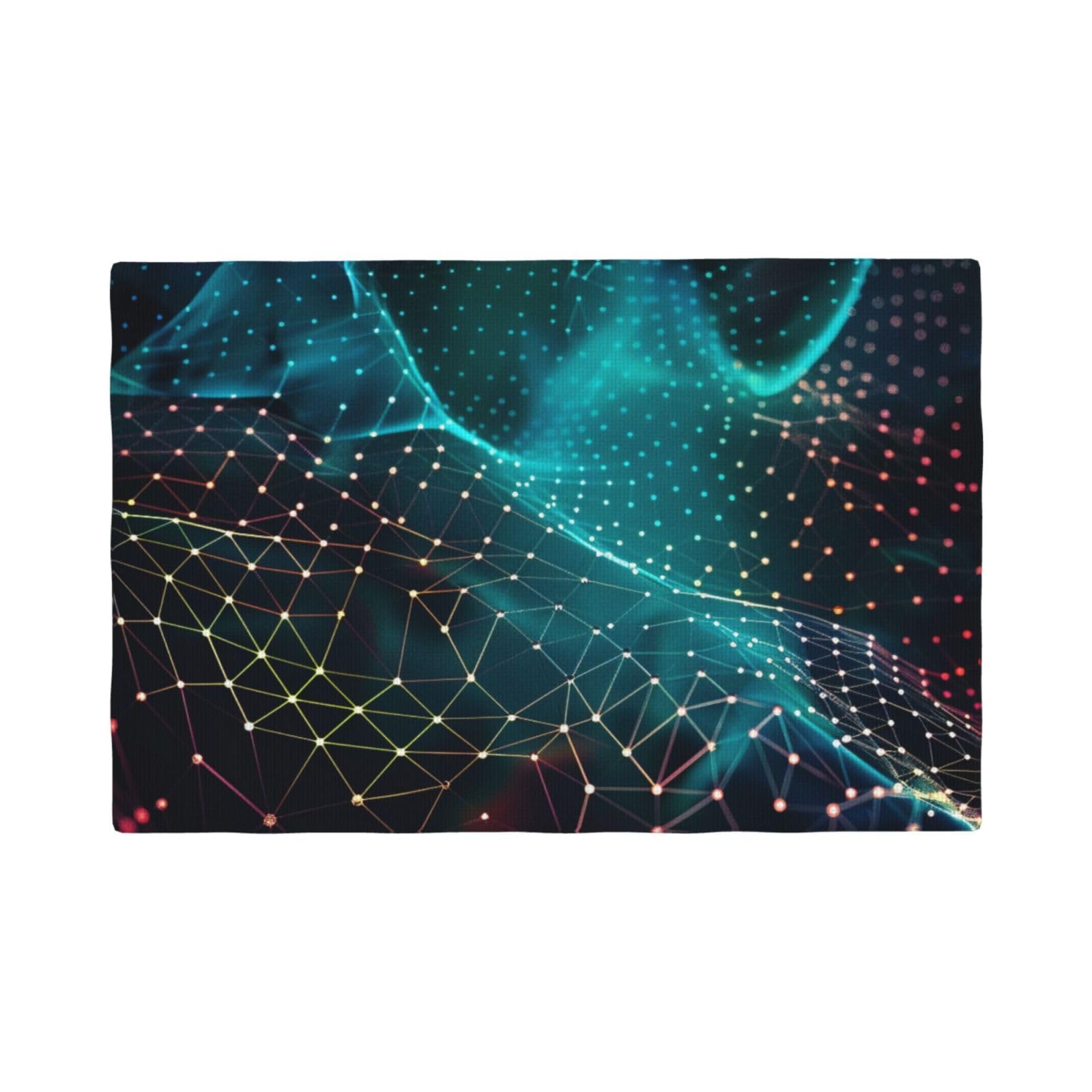 Abstract Polygonal Space Print Placemats Set, Heat Resistant Washable Placemat 12x18in Table Mats for Party Kitchen Dining Table Decoration Indoor Outdoor, Six Piece