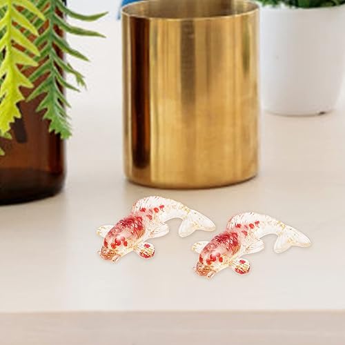Miniatura 5 de ibasenice 2 figuras pequeñas de cristal de pez Koi, decoraciones de mesa naturales para la oficina en casa, únicas para festivales y ocasiones