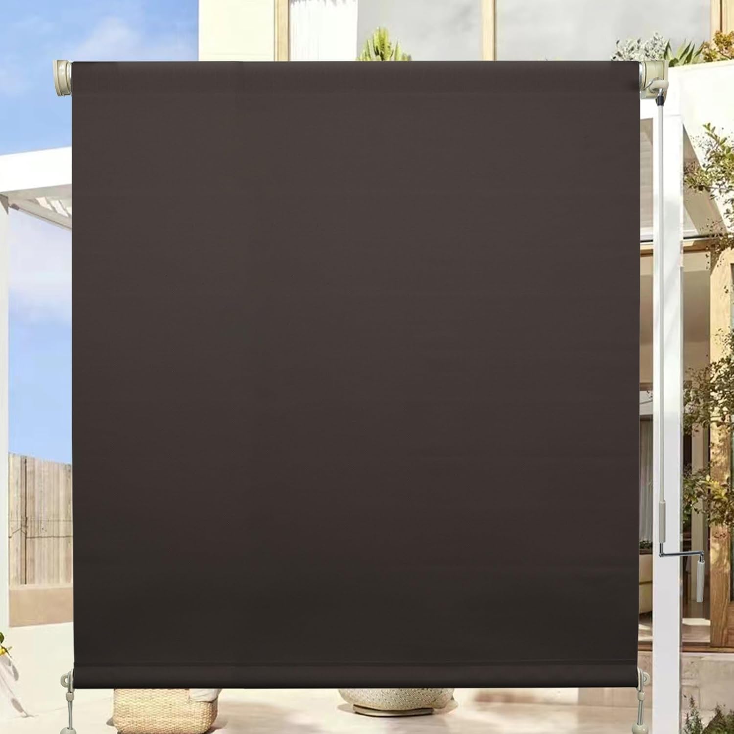 Outdoor Roller Shades,Offer 95% UV Protection,Sun Roller Shade Cloth Roll up Blinds Cordless Waterproof Designed for patios, porches, gazebos, and Balconies,95" W × 102" H