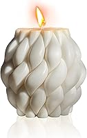 Handmade Knot Ball Scented Soy Pillar Candle - Orchid Fragrance, Elegant Bubble Spiral Decor & Housewarming Gift (White Medium)