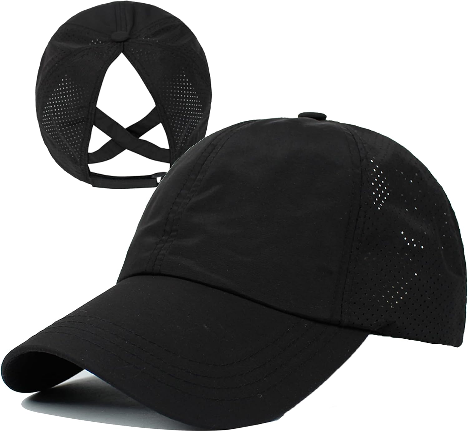 UTTPLL Womens Ponytail Baseball Cap Adjustable Trucker Hats Summer Mesh Ponycap Outdoor Sports Criss Cross Caps Dad Hat