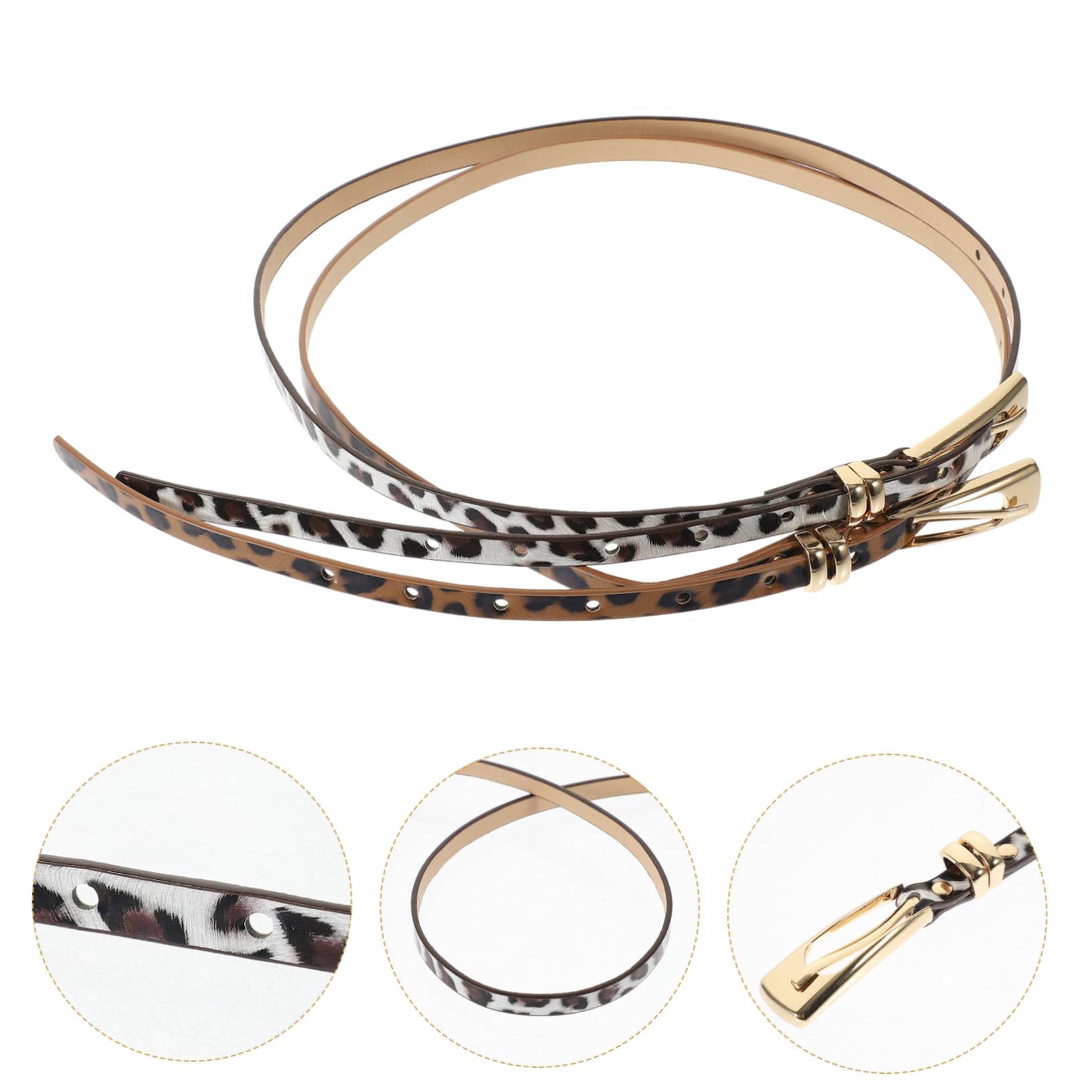 10piezas Cinturón De Mujer Ajustable De Imitación De Cuero Hebilla De Accesorio Chic Para Pantalones y Vestidos Diseño Práctico y Elegante Estampado De Leopardo