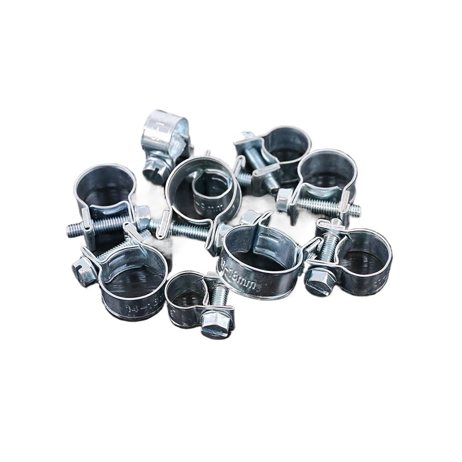 Kit surtido de 120 abrazaderas for mangueras combustible 7-18 mm, tipo mini, chapadas en zinc, for tuberías diésel y gasolina