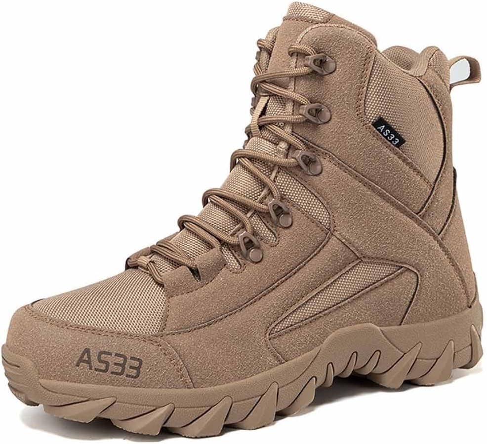 NVBHOF Tactical Boots for Men, Lightweight Breathable Durable Suede Leather Military Work Boots, Men's Military Tactical Combat Boots, for Desert Hiking Boots