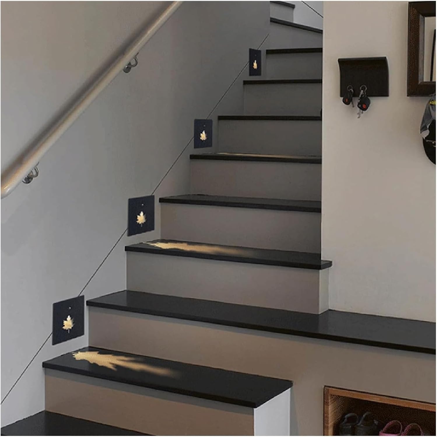 LED Stair Lighting Kit，Indoor Motion Sensor Stair Light, Embedded Led Anywhere Hallway Lamp, Intelligent Dual Sensing, 3000K Warm Light(Black)