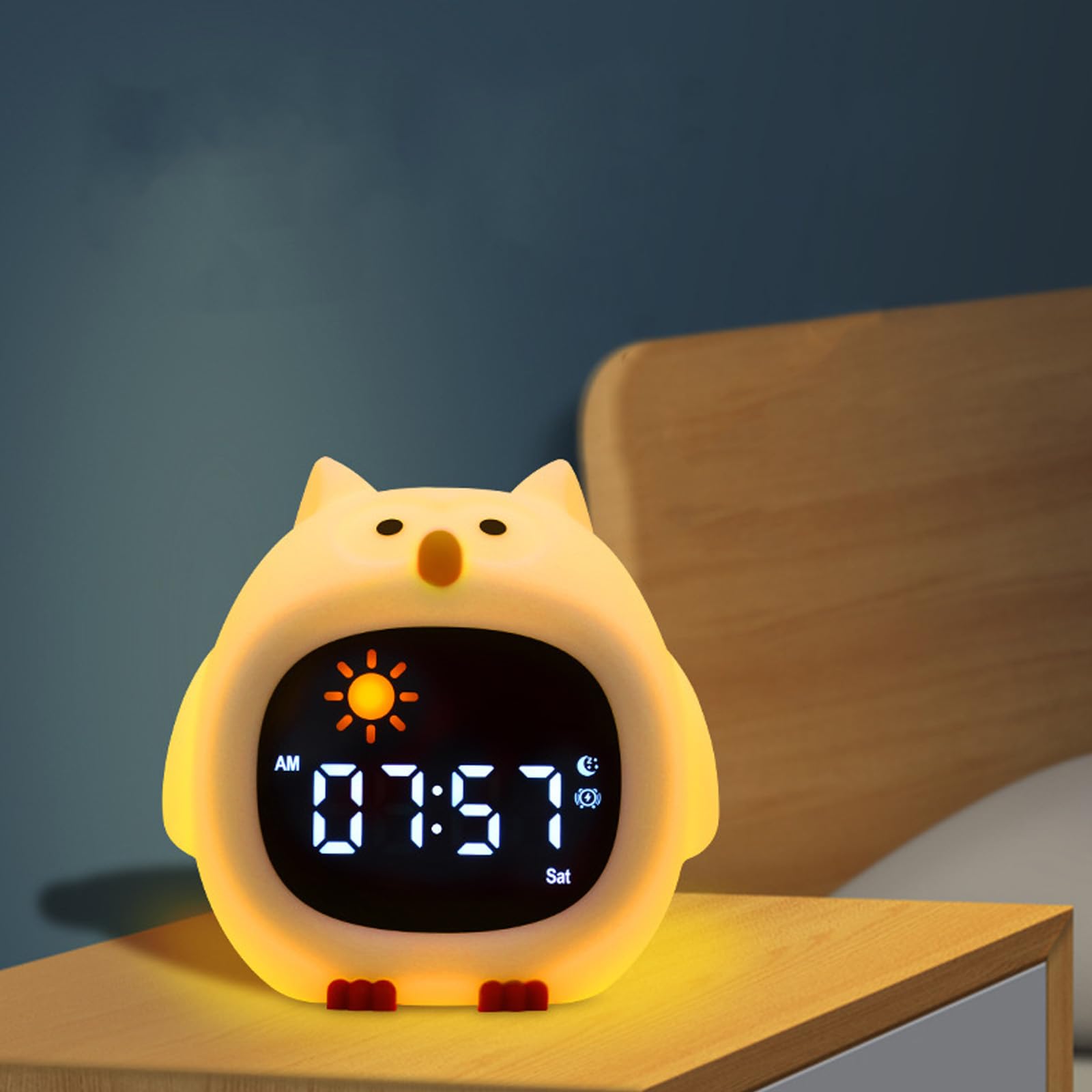Niedlicher Kinderwecker in Tierform, berührungsaktiviertes Nachtlicht für Kinderschlafzimmer oder Schreibtischdekoration, Uhren, Schlummerfunktion