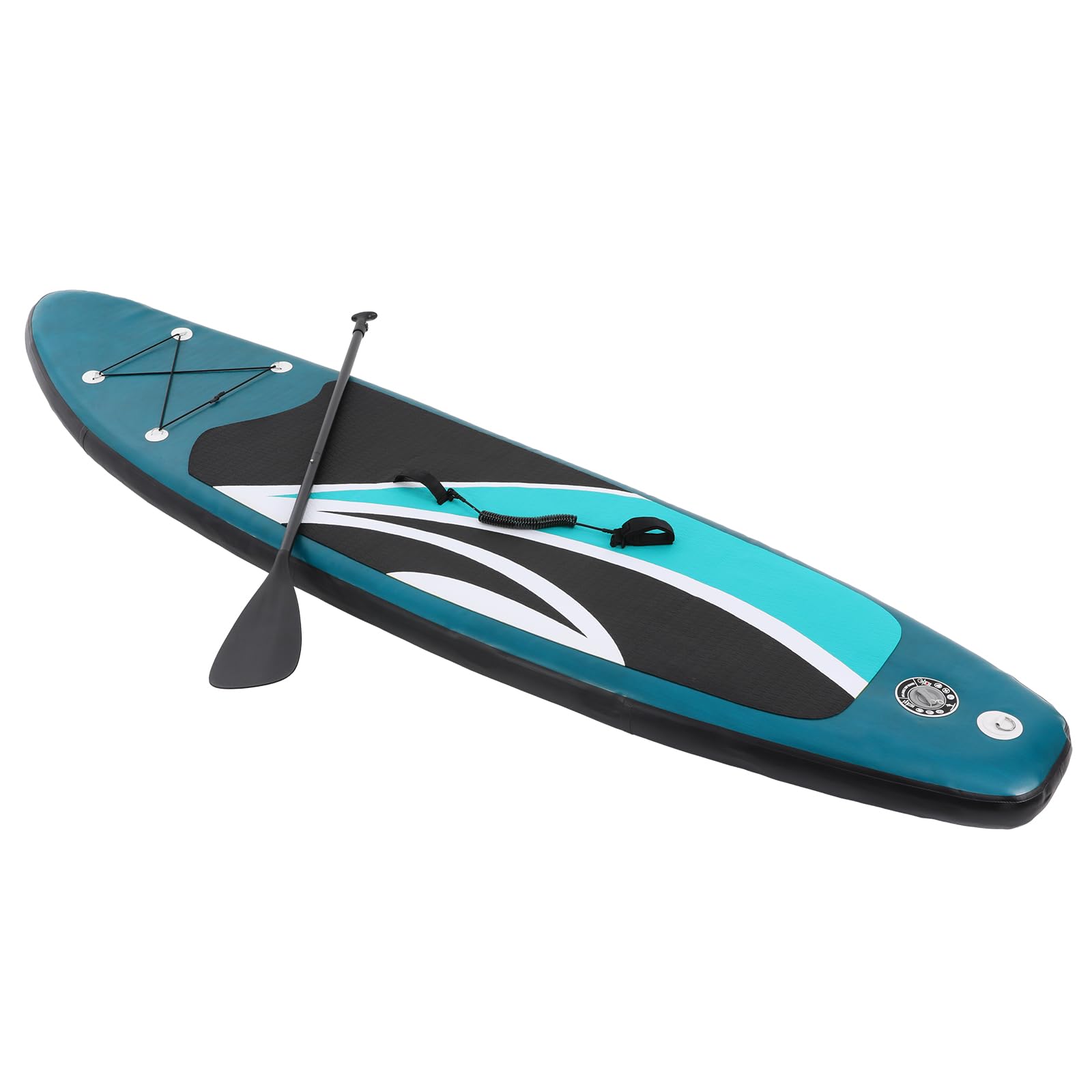 Juego de tabla inflable de hasta 150 kg, equipamiento deportivo para deportes acuáticos | Stand Up Paddling Board, Green Surfboard-Set Stabil Leicht VollSet Tragetasche Paddling Finnen Luftpumpe Leash Repair Kit