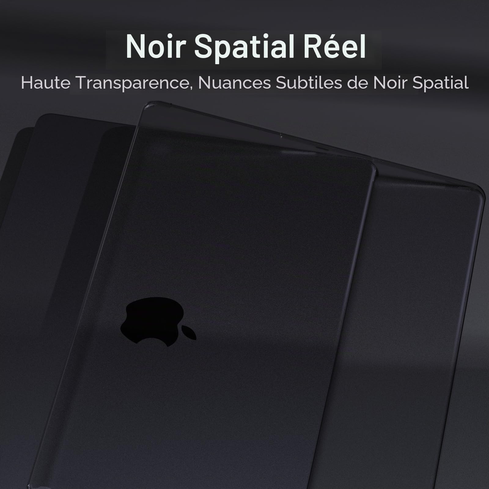 Soonjet Coque pour MacBook Pro 16" M4 2024-2021 M3 M2 M1 Pro/Max Coque de Protection Rigide pour Ordinateur Portable A3403 A3186 A2991 A2780 A2485 – Noir Spatial Transparent