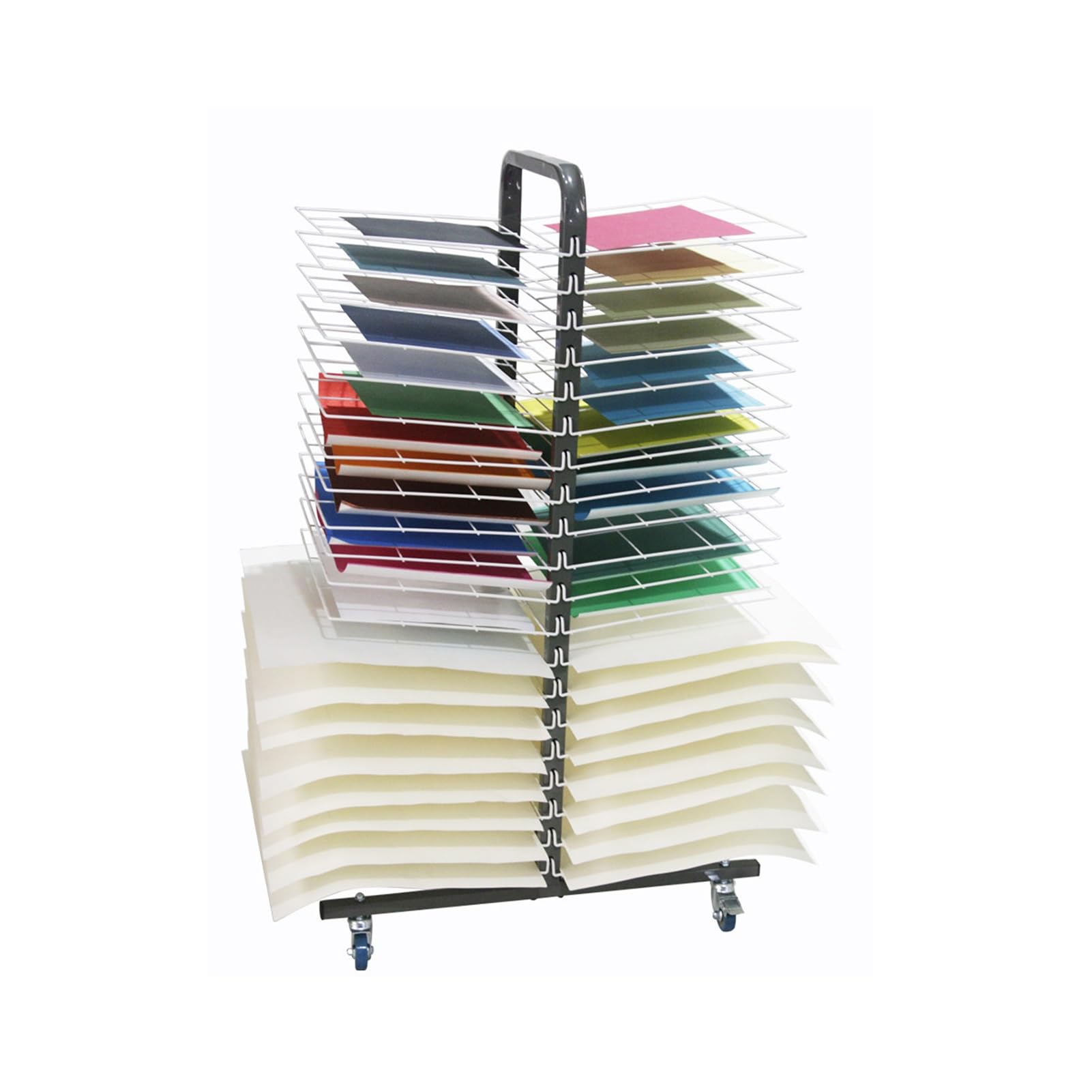 20-Poziomowy Wózek Do Suszenia Prac Artystycznych, Dwustronny Organizer Oszczędzający Miejsce, Do Formatów Papieru A4, A3, 8K, 4K, 64X40X108 Cm
