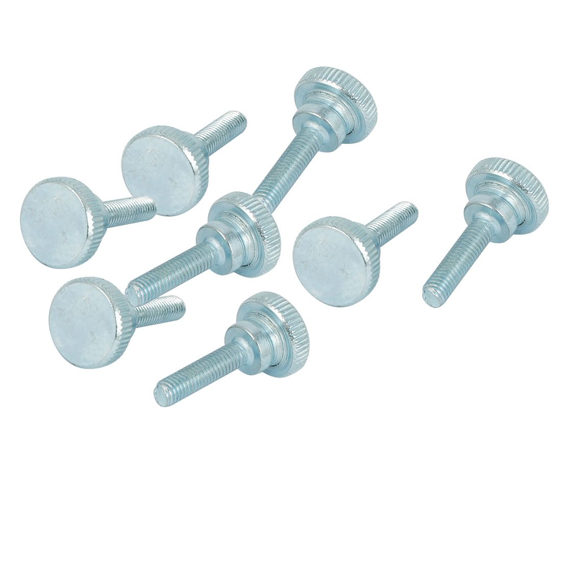 Sourcingmap M5x20mm Carbon Steel Step Hand Screw Flat Knurled Head Thumb Screws Bolts 8pcs