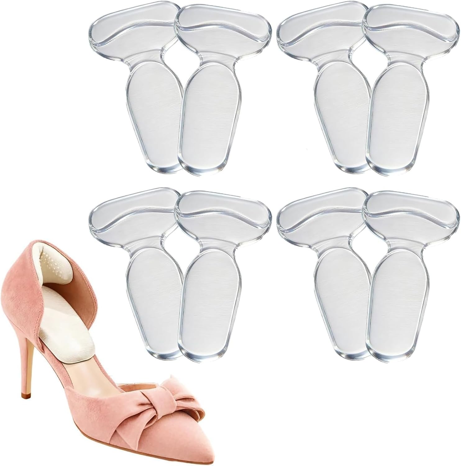 Heel Pads for Shoes,Anti Slip Shoe Inserts for Too Big Shoes Women Men,Heel Grips Liner Cushions Inserts for Loose Shoes,Soft Heel Protectors Stop Heel Slip & Blisters. (Transparent*4pairs)
