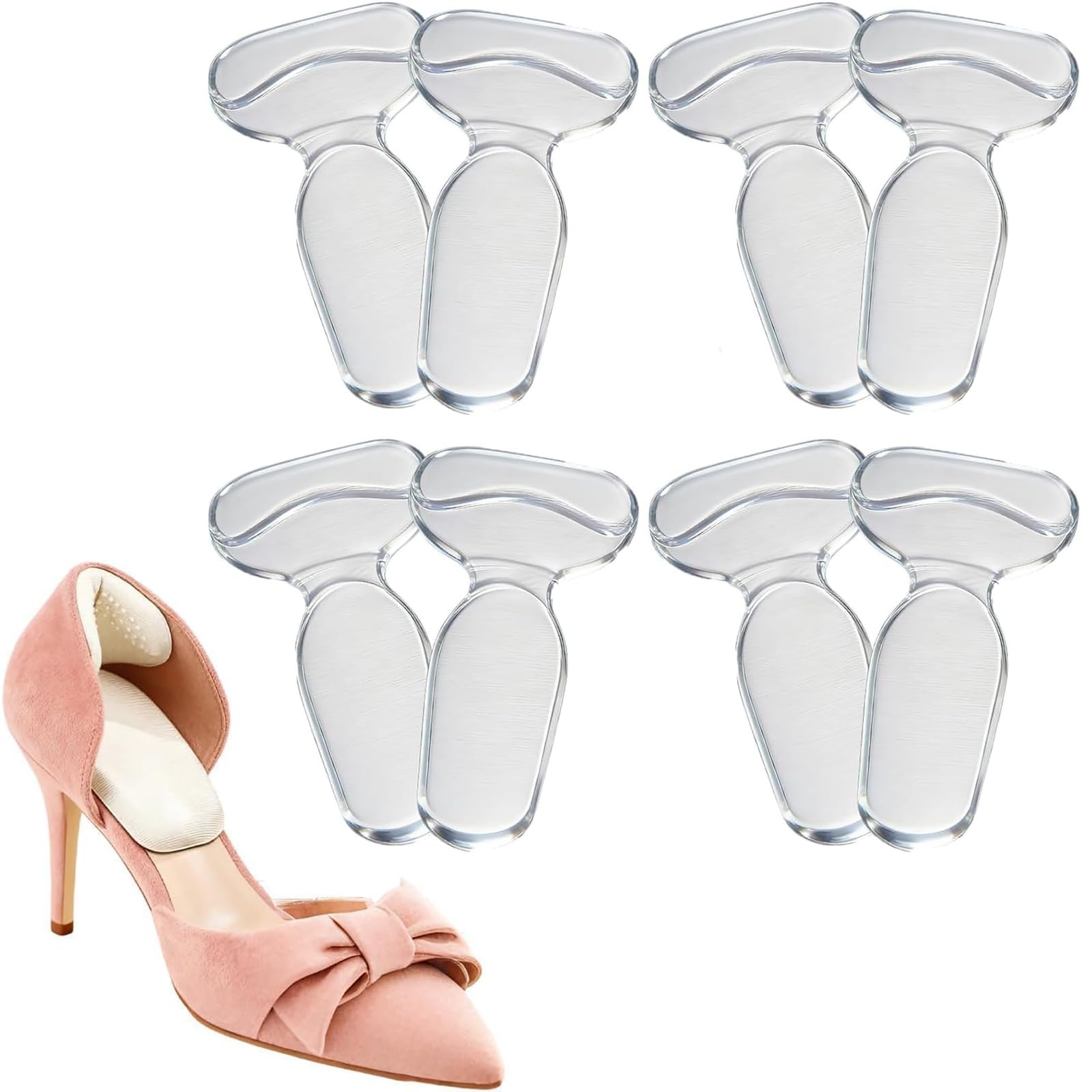 Heel Pads for Shoes,Anti Slip Shoe Inserts for Too Big Shoes Women Men,Heel Grips Liner Cushions Inserts for Loose Shoes,Soft Heel Protectors Stop Heel Slip & Blisters. (Transparent*4pairs)