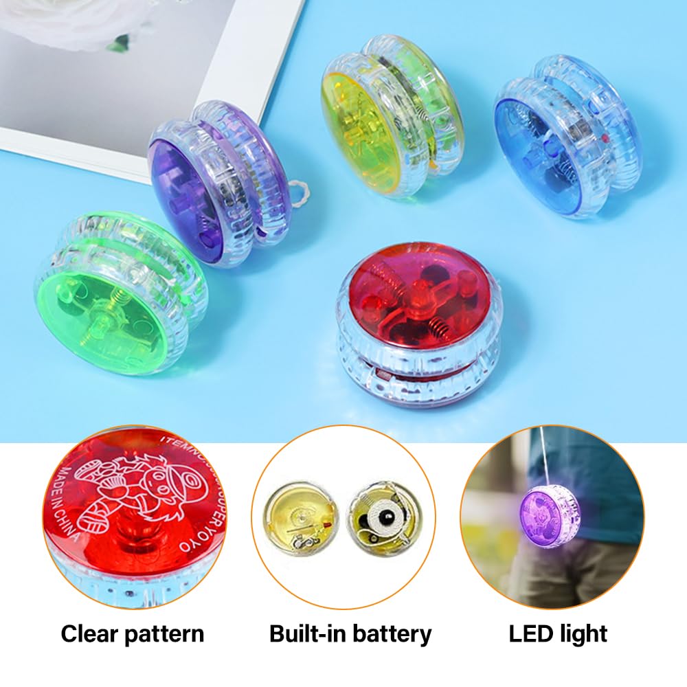 15 pezzi luce LED YoYo, Professiona Looping Yoyo per principianti, plastica Yoyo, cuscinetti a sfera reattivi, JoJo bambini, JoJo giocattoli per principianti e bambini, Yoyo per bomboniere
